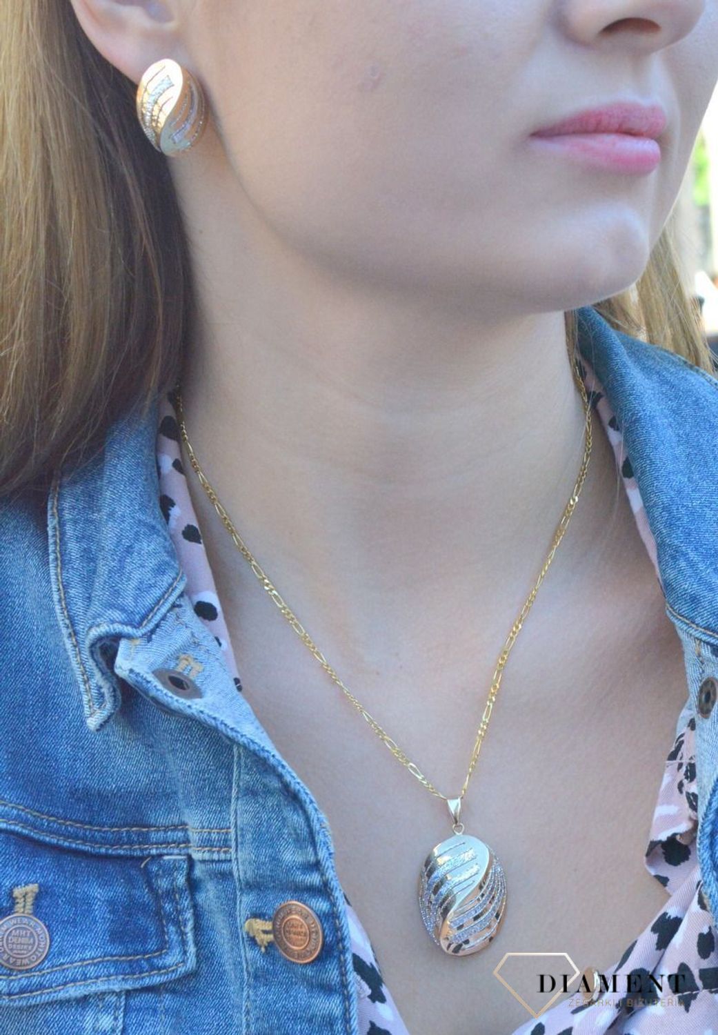 Złote kolczyki 585 owalne z białym złotem DIA-KLC-7555-585.jpg