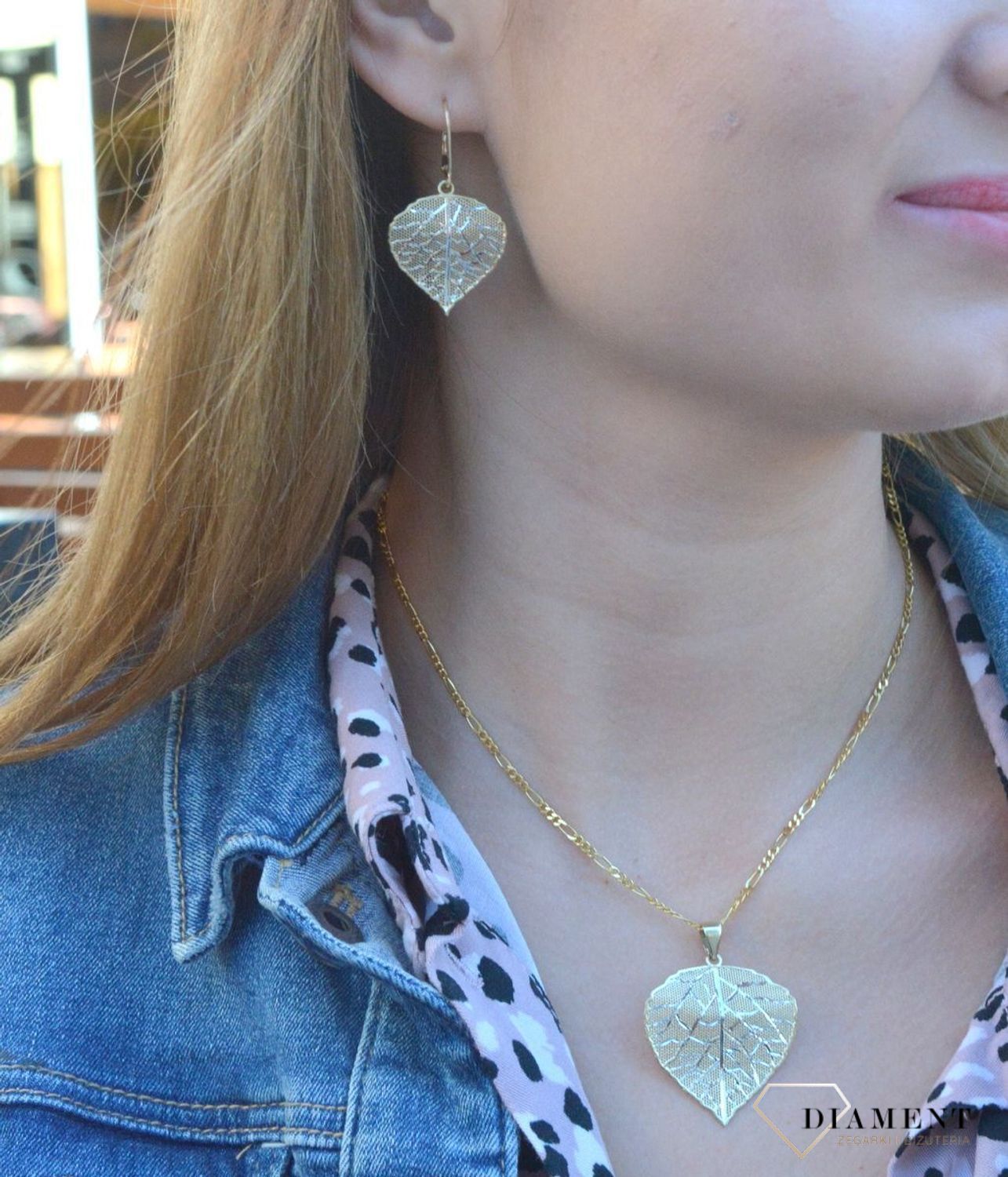 Złote kolczyki 585 wiszące ażurowe liście DIA-KLC-7564-585.jpg