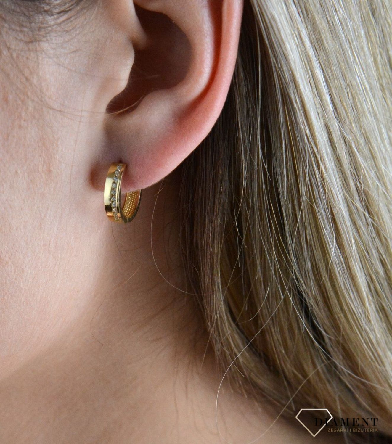 Złote kolczyki koła 585 z cyrkonią DIA-KLC-7578-585.jpg