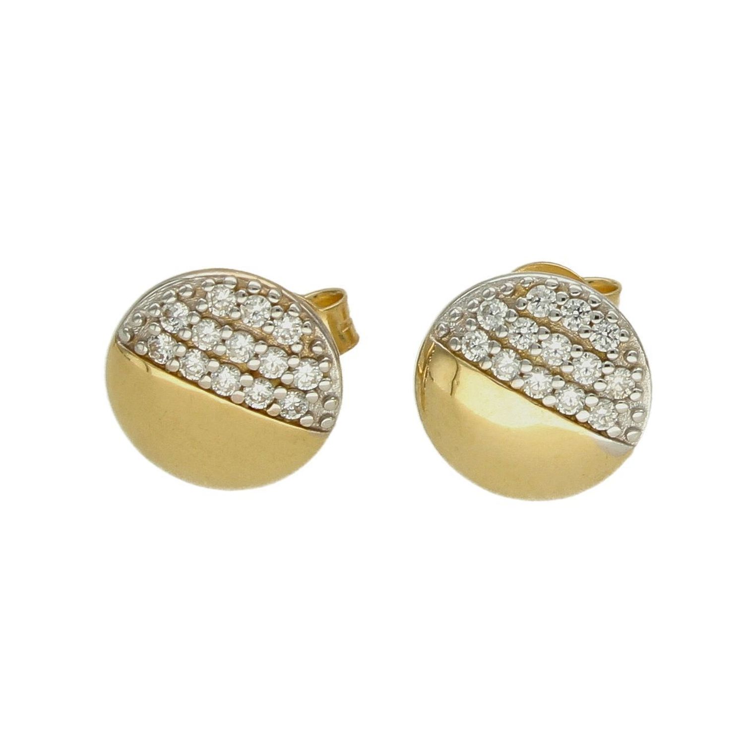 Złote kolczyki 375 okrągłe z cyrkoniami wkrętki DIA-KLC-7771-375Minimalistyczna biżuteria zapinana na wygodne zapięcie na sztyft, doda subtelnego blasku stworzonej stylizacji. Tego typu kolczyki, pięknie się będą prezentowały.jpg
