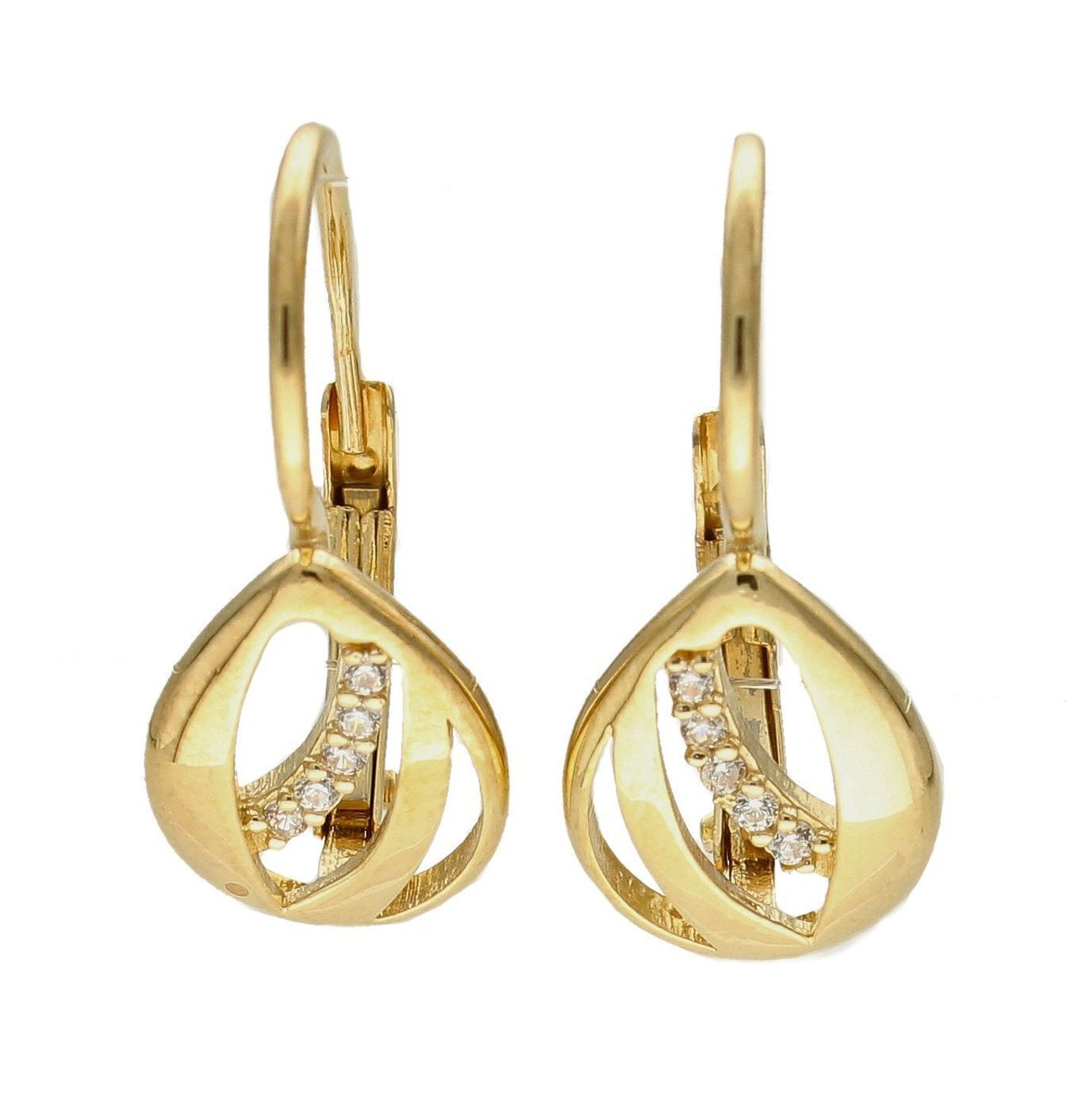 Złote kolczyki 375 wiszące łezki z cyrkoniami DIA-KLC-7776-375. Kolczyki z wygodnym zapięciem bigiel angielski- bardzo wygodne i klasyczne zapięcie. Kolczyki można połączyć z pozostała biżuterią i stworzyć modne sety. Kolczyki.jpg