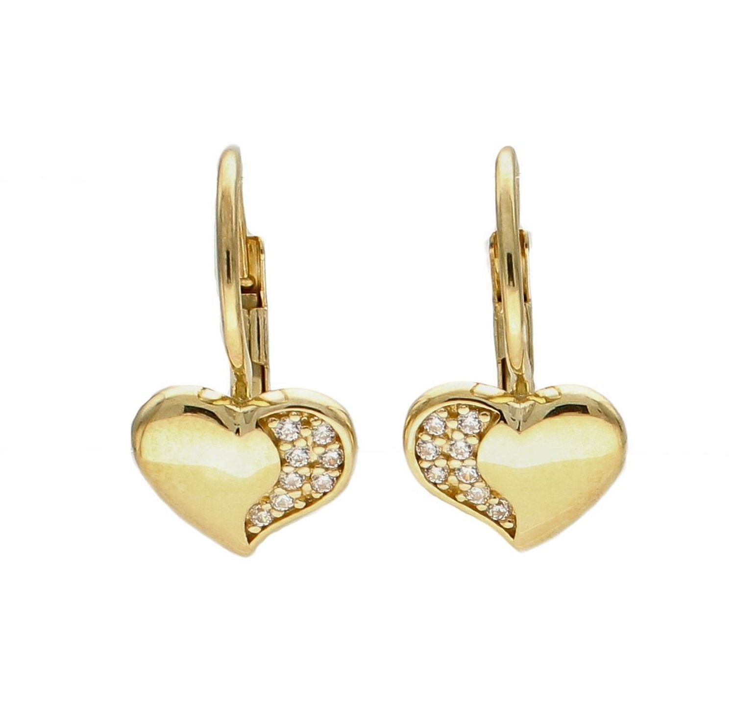 Złote kolczyki 375 wiszące serduszka DIA-KLC-7777-375. Kolczyki w minimalistycznym stylu, wpisujące się w obecne trendy modowe. Delikatna forma, najwyższej jakości złota to idealne uzupełnienie eleganckich stylizacji. Cudowne.jpg