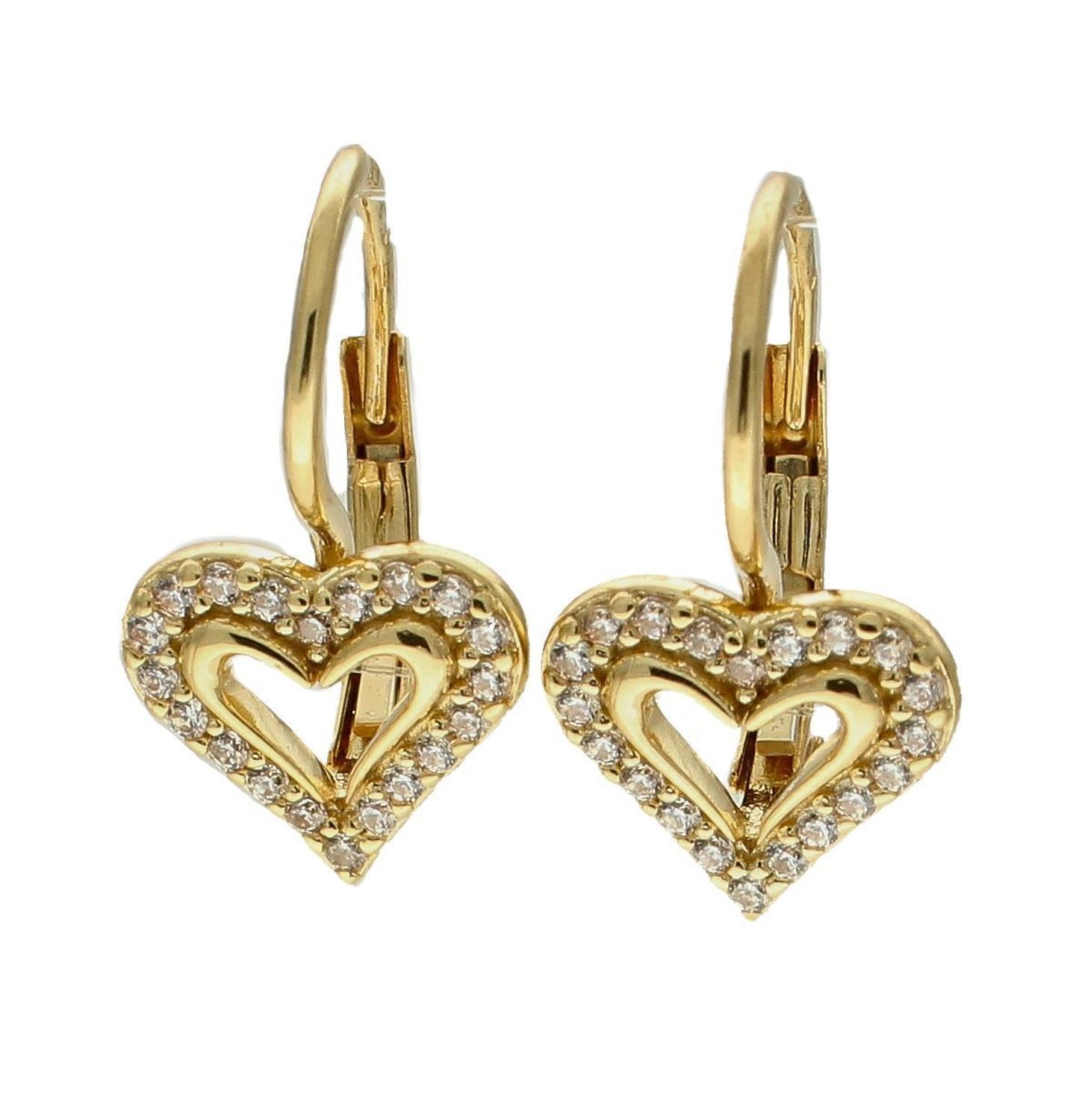 Złote kolczyki 375 wiszące serca z cyrkoniami DIA-KLC-7778-375. Delikatna forma, najwyższej jakości złota to idealne uzupełnienie eleganckich stylizacji. Cudowne, błyszczące idealnie wykończone złote kolczyki. Kolczyki z wygo.jpg