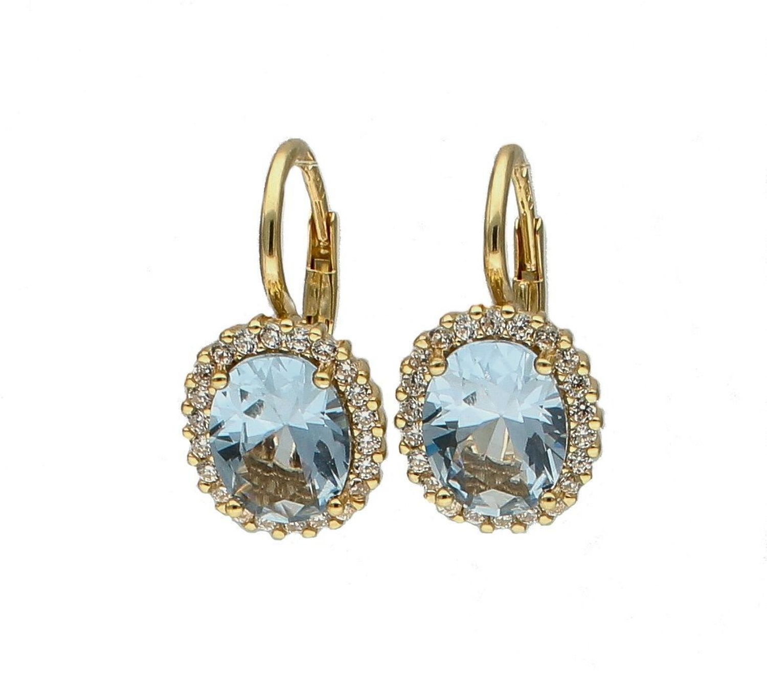 Złote kolczyki 375 z niebieskim oczkiem i cyrkonią DIA-KLC-7785-375. Kolczyki z wygodnym zapięciem bigiel angielski- bardzo wygodne i klasyczne zapięcie. Kolczyki można połączyć z pozostała biżuterią i stworzyć modne sety..jpg