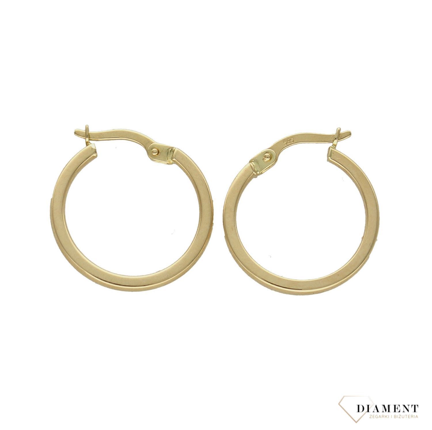 Złote kolczyki 585 kółeczka gładkie DIA-KLC-7830-585.  Piękne i kobiece kolczyki idealnie podkreślą subtelny urok minimalistycznych stylizacji. Doskonałe na prezent. Kolczyki kółeczka gładkie dod.jpg