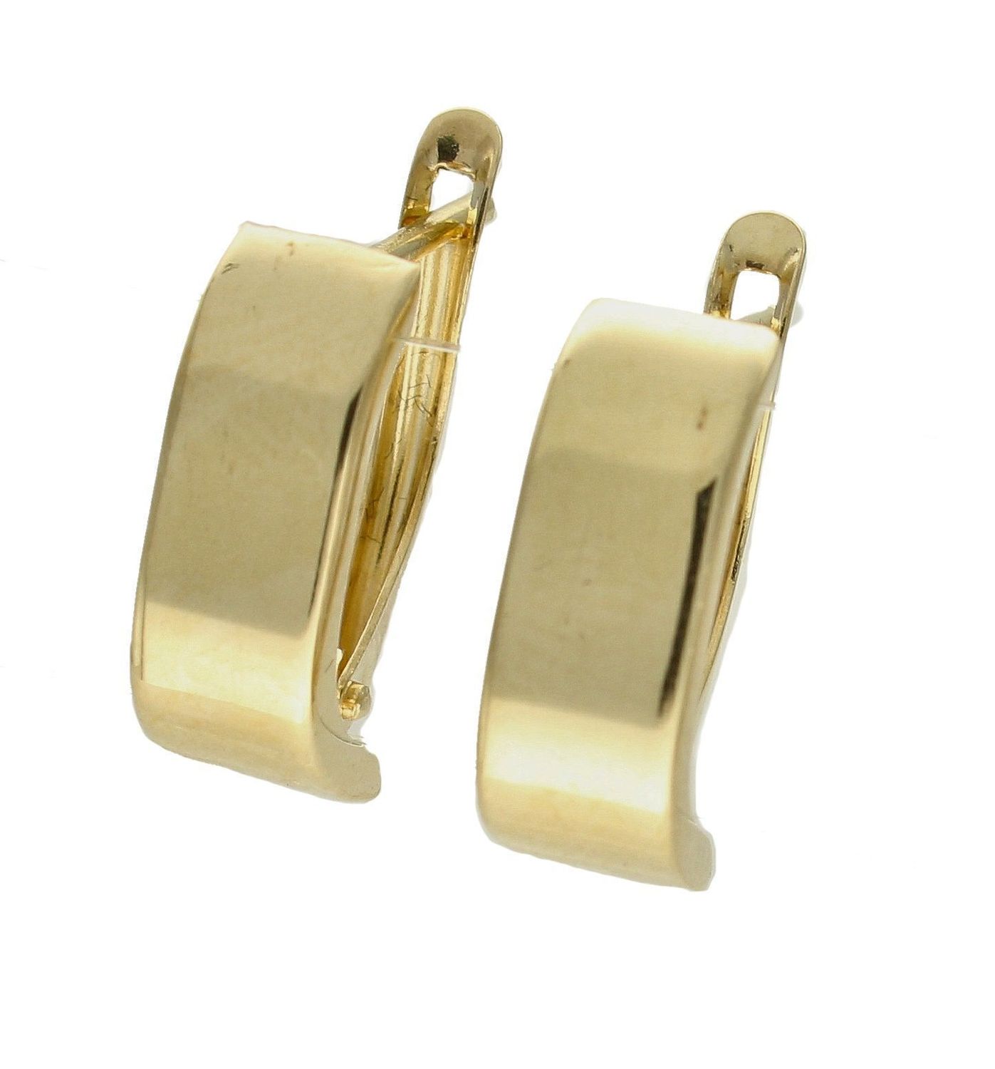 Złote kolczyki 585 gładkie proste DIA-KLC-7835-585. Kolczyki z wygodnym zapięciem angielskim- bardzo wygodne i klasyczne zapięcie. Kolczyki można połączyć z pozostała biżuterią i stworzyć modne sety.  Długość kolczyków 1,5 cm..jpg