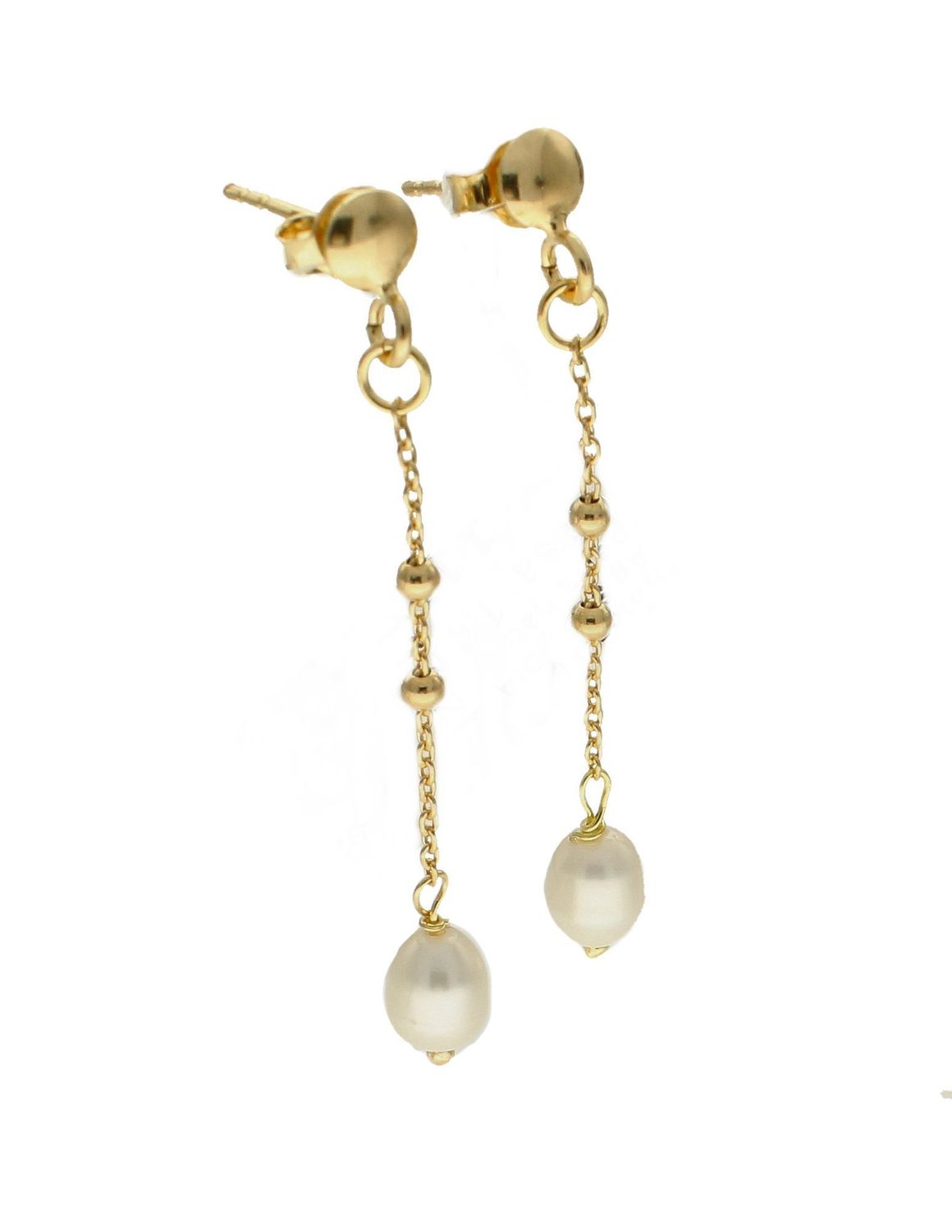 Srebrne kolczyki pozłacane na łańcuszku z perełką DIA-KLC-8040-925. Srebrne kolczyki pozłacane z delikatną i subtelną ozdobą w formie kamieni naturalnych. Kolczyki składają się z pozłacanego łańcuszka zakończonego perłą natura.jpg