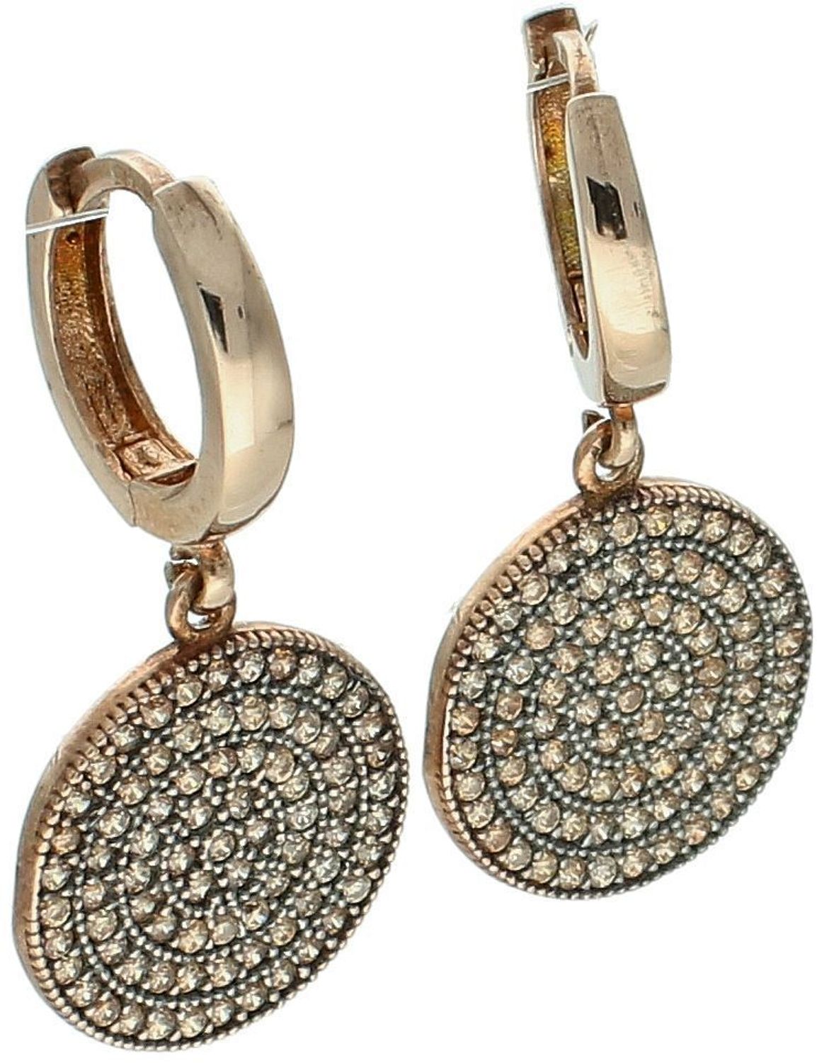 Srebrne pozłacane kolczyki 925 wiszące kółka z szampańskimi cyrkoniami DIA-KLC-8189-925.jpg