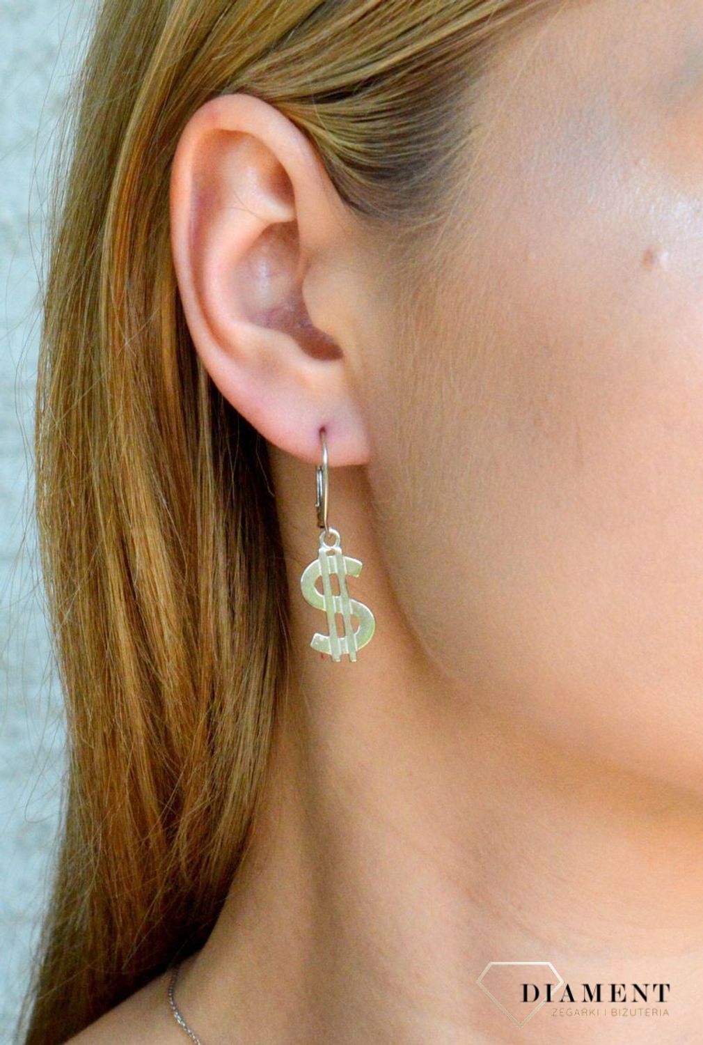 Srebrne kolczyki damskie 925 wiszące Dolarki DIA-KLC-8194-925. Srebrne kolczyki damskie. Srebrne kolczyki wiszące. Kolczyki srebrne z wiszącym dolarem. Kolczyki na bigiel idealne na prezent..jpg