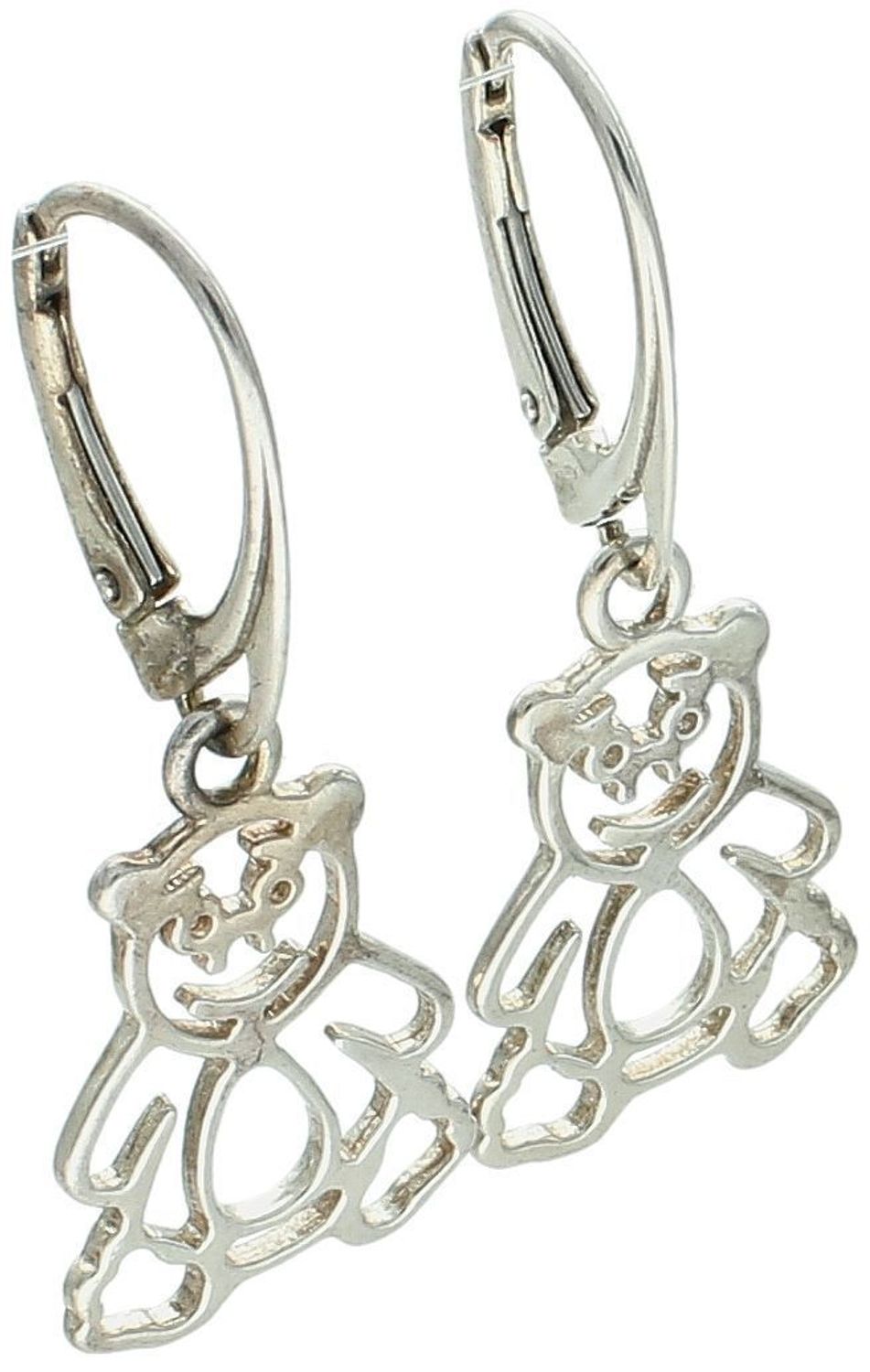 Urocze kolczyki wiszące misie ażurowe ze srebra 925. Zapięcie bigiel angielski, lekkie i wygodne – idealne na co dzień i jako prezent.1.jpg