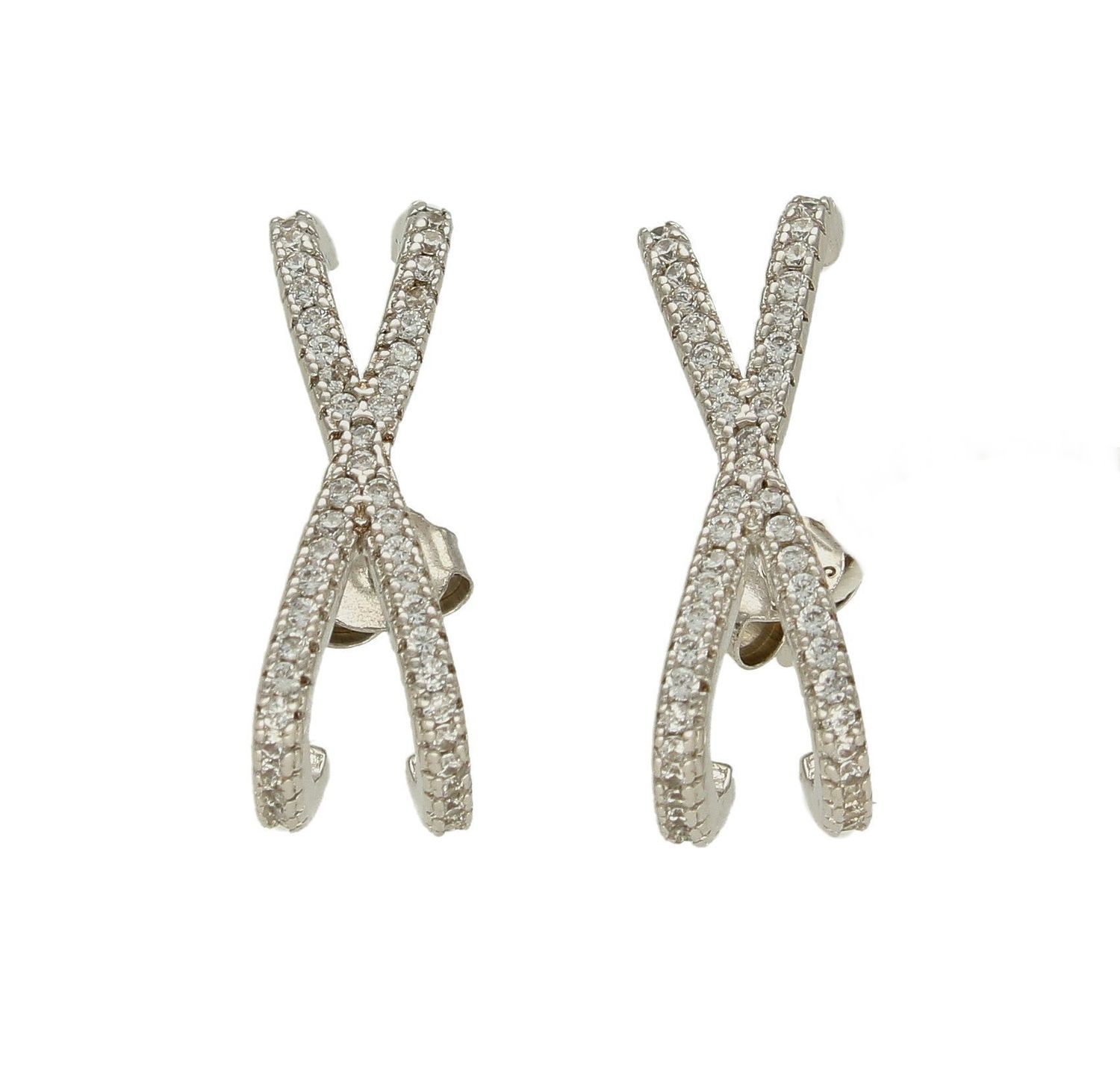 Kolczyki srebrne X z cyrkoniami 925 DIA-KLC-8215-925. Ponadczasowy wzór kolczyków idealnie sprawdzi się na prezent. Kolczyki srebrne z cyrkonią. Uniwersalne kolczyki. Modna biżuteria..jpg