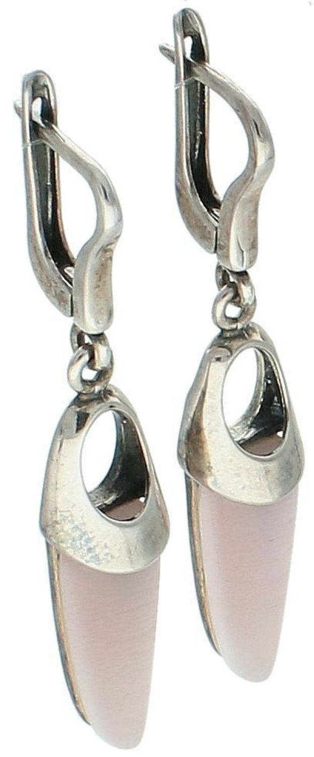 Srebrne podłużne kolczyki z różowym uleksytem  Próba 925  DIA-KLC-8221-925. Stylowe kolczyki ze srebra próby 925 z różowym uleksytem. Podłużna forma, długość 4,1 cm, waga 5,60 g. Eleganckie 1.jpg