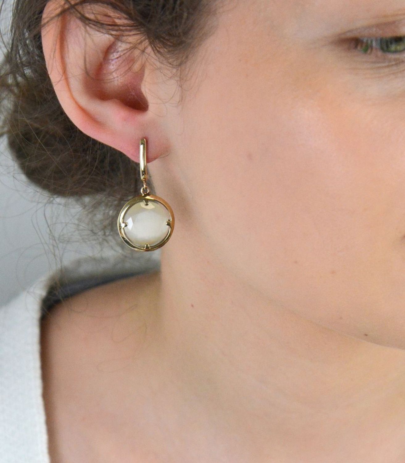 Srebrne pozłacane kolczyki 925 z wiszącą kremową cyrkonią DIA-KLC-8226-925.jpg