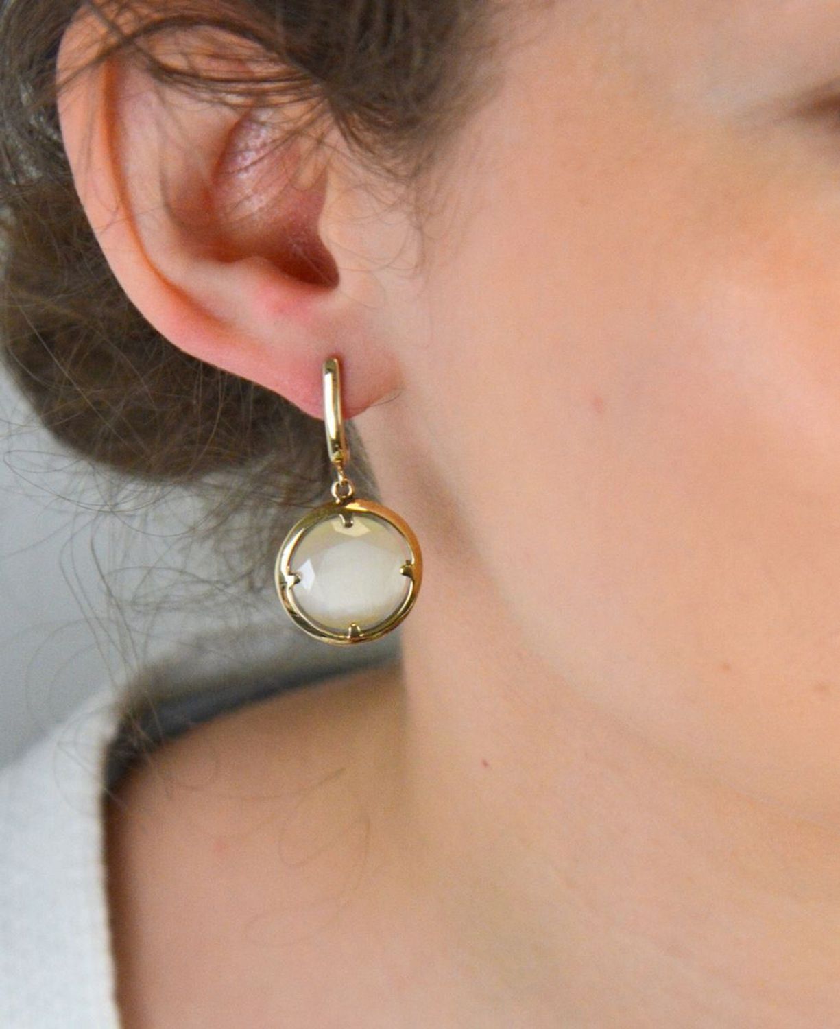 Srebrne pozłacane kolczyki 925 z wiszącą kremową cyrkonią DIA-KLC-8226-925.jpg