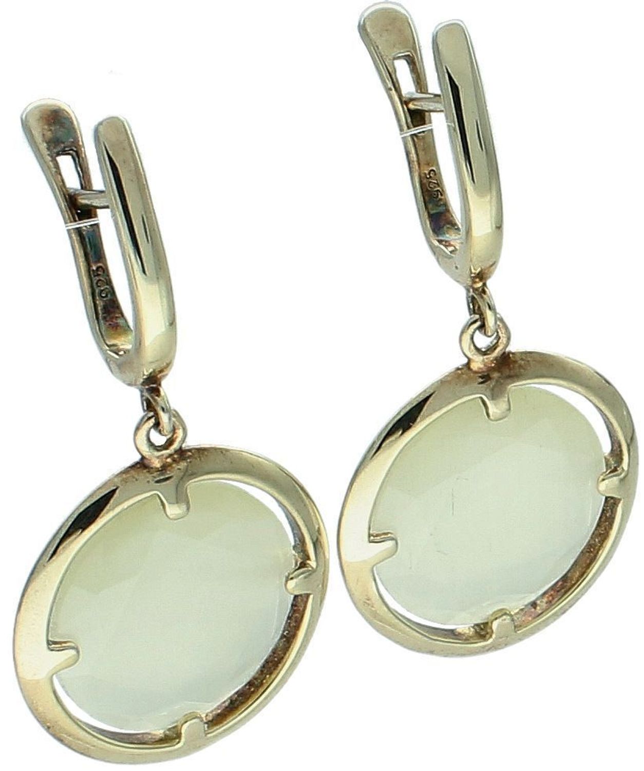 Srebrne pozłacane kolczyki 925 z wiszącą kremową cyrkonią DIA-KLC-8226-925.jpg