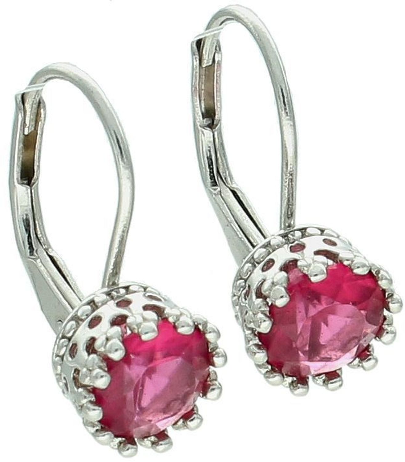 Delikatne srebrne kolczyki 925 z różową cyrkonią. Wiszące, z biglem angielskim. Długość 1,5 cm, waga 1,82 g. Elegancja w subtelnym wydaniu.1.jpg