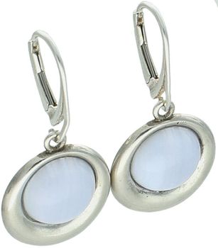 Eleganckie kolczyki srebrne 925 z niebieskim syntetycznym kamieniem. Długość 3,6 cm, szerokość 1,9 cm, zapięcie na bigiel angielski. Waga 6 g.1.jpg