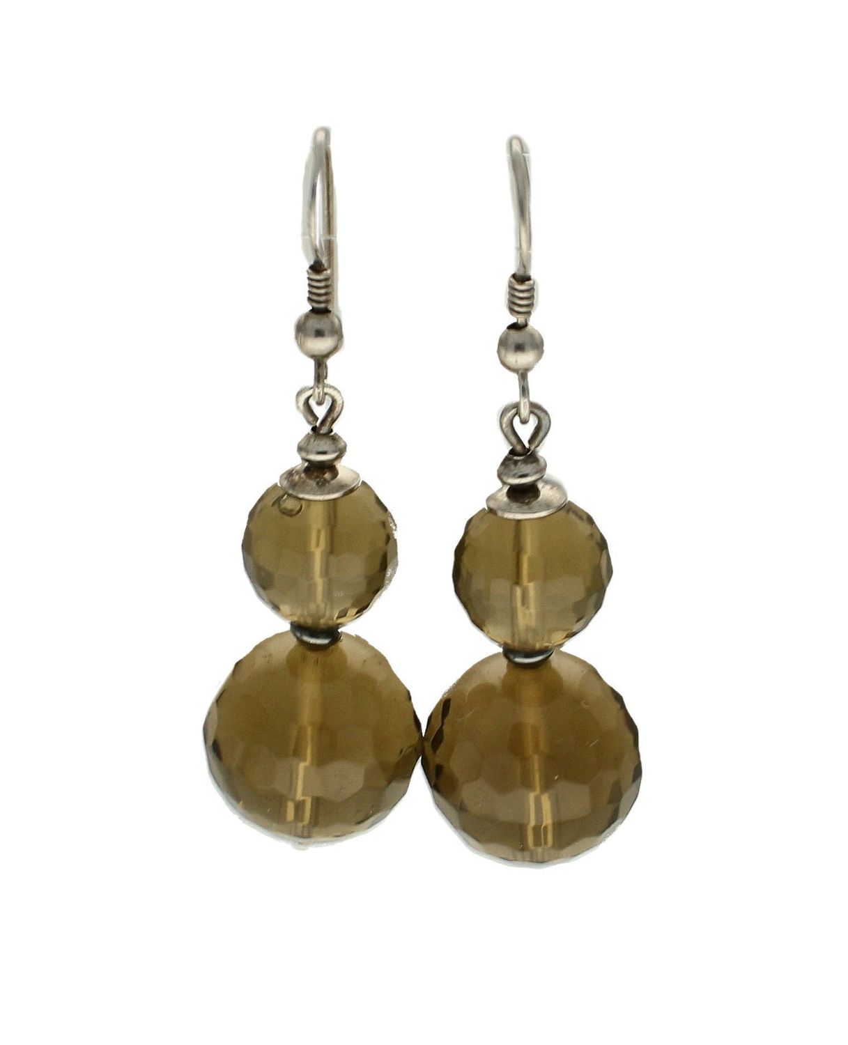 Kolczyki srebrne wiszące kulki kwarc dymny DIA-KLC-8263-STAL.jpg