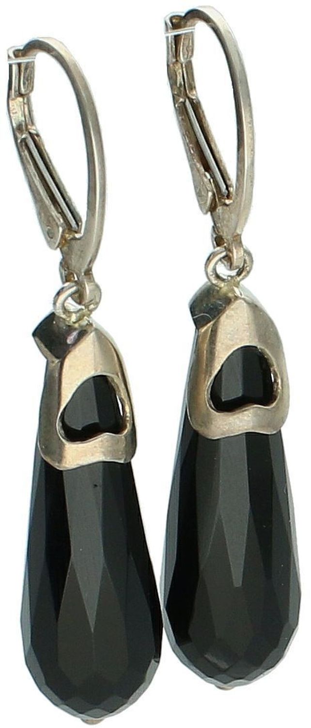Kolczyki srebrne próby 925 z czarnym onykiem. Długie łezki – 5,2 cm, 8 mm szerokości, zapięcie bigiel angielski. Waga 8,88 g. Elegancja i charakter w jednym.1.jpg