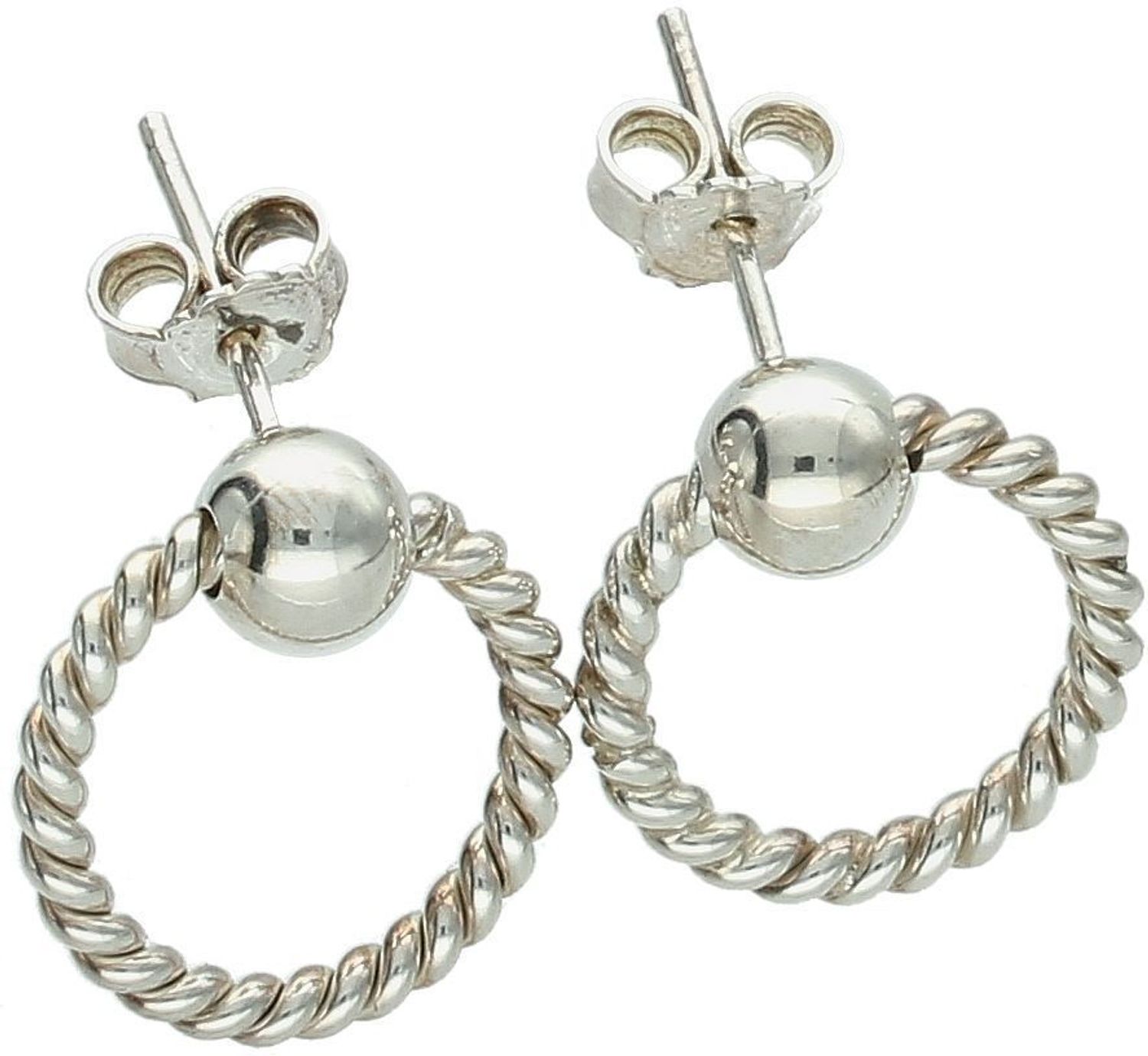 Kolczyki damskie ze srebra 925, plecione otwarte kółeczka. Długość 1,6 cm, szerokość 1,5 cm, waga 3,60 g, zapięcie na sztyft. Elegancki i nowoczesny akcent do stylizacji.1.jpg