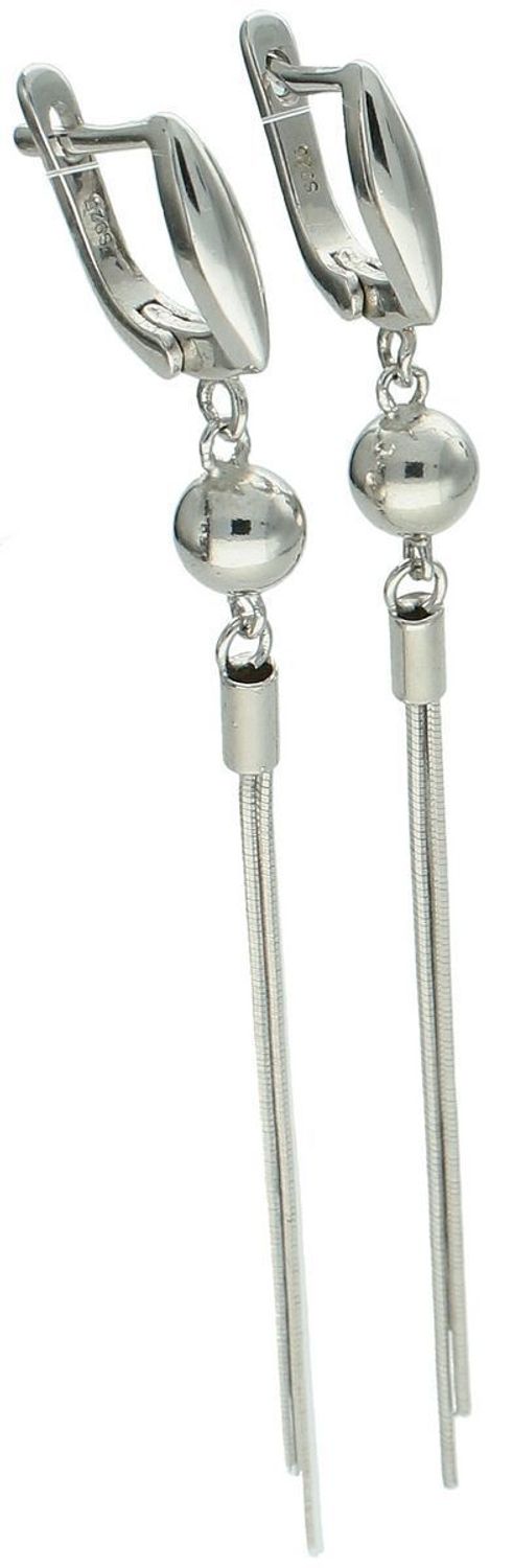 Efektowne kolczyki damskie wiszące wykonane ze srebra próby 925, model DIA-KLC-8291-925. Delikatne niteczki o długości 7,5 cm, z wygodnym zapięciem angielskim. Waga 4,40 g.1.jpg