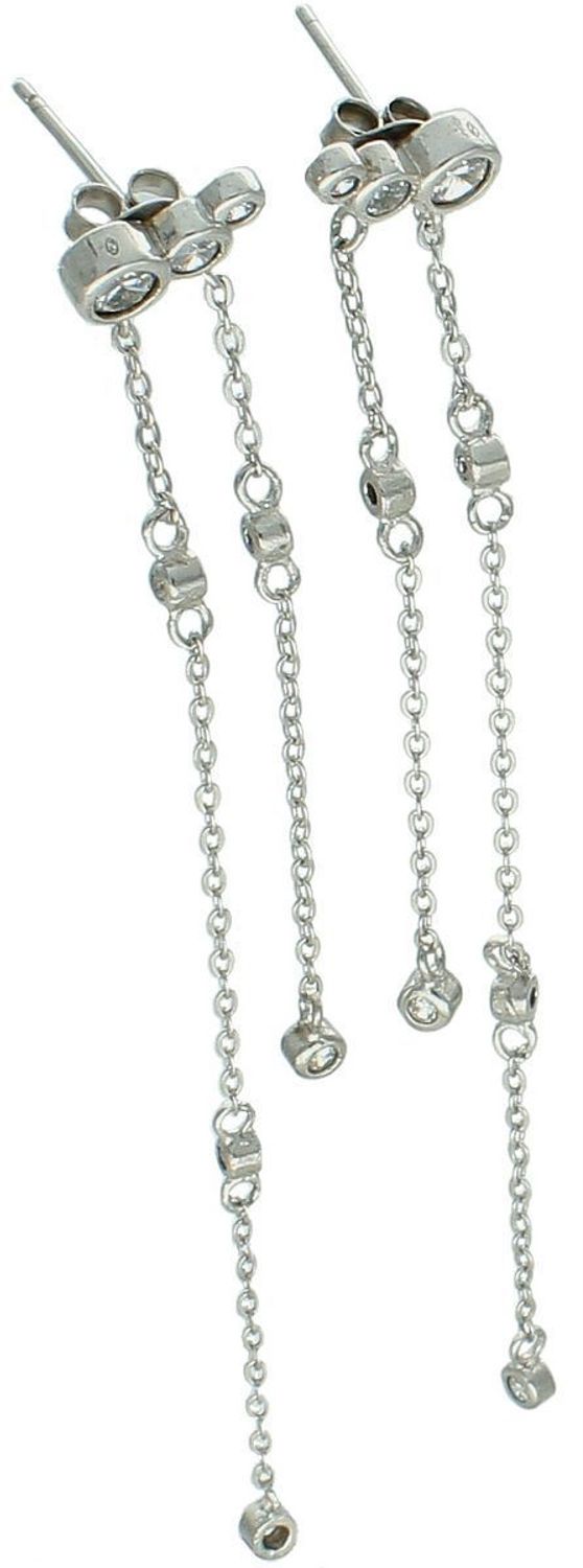 Długie srebrne kolczyki 925 z cyrkoniami umieszczonymi na łańcuszku. Długość 8 cm, zapięcie sztyft. Elegancja i lekkość w jednym dodatku.1.jpg