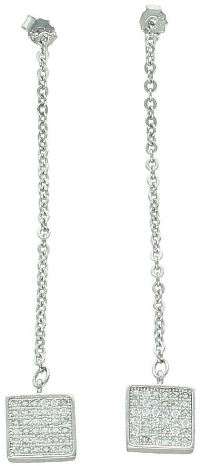 Kolczyki srebrne próby 925 DIA-KLC-8307-925 z długimi łańcuszkami i cyrkoniami. Lekkie (2,50 g), eleganckie i idealne na każdą okazję. Zobacz pełną ofertę!1.jpg