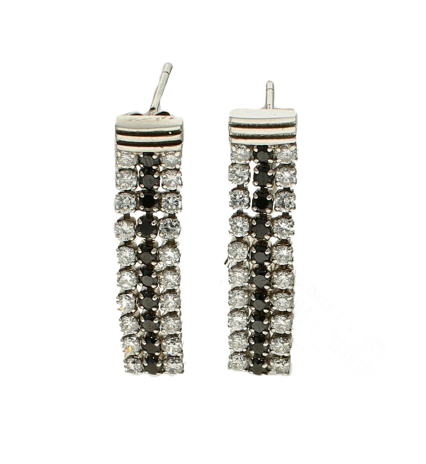 Kolczyki srebrne wiszące cyrkonie biało czarne DIA-KLC-8310-925'.jpg