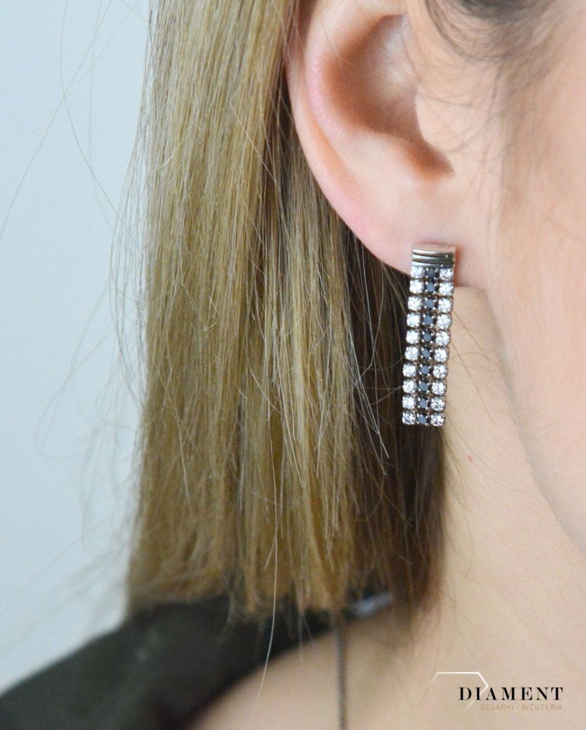 Kolczyki srebrne wiszące cyrkonie biało czarne DIA-KLC-8310-925'.jpg