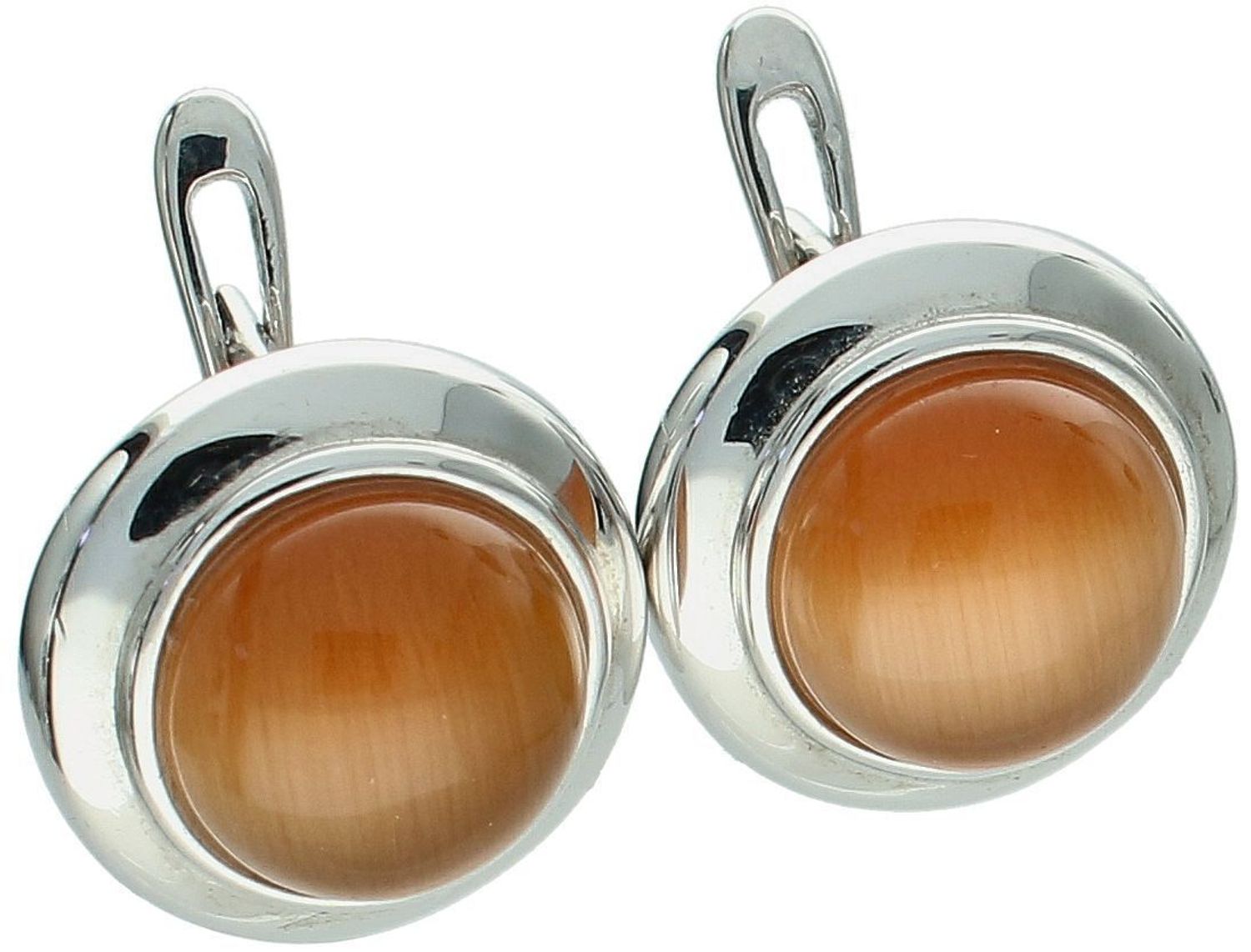 Srebrne kolczyki pr. 925 z brązowym okrągłym kamieniem DIA-KLC-8311-925 Okrągłe srebrne kolczyki próby 925 z dużym brązowym kamieniem syntetycznym. Średnica 1,5 cm, waga 7,71 g, z wygodnym 1.jpg