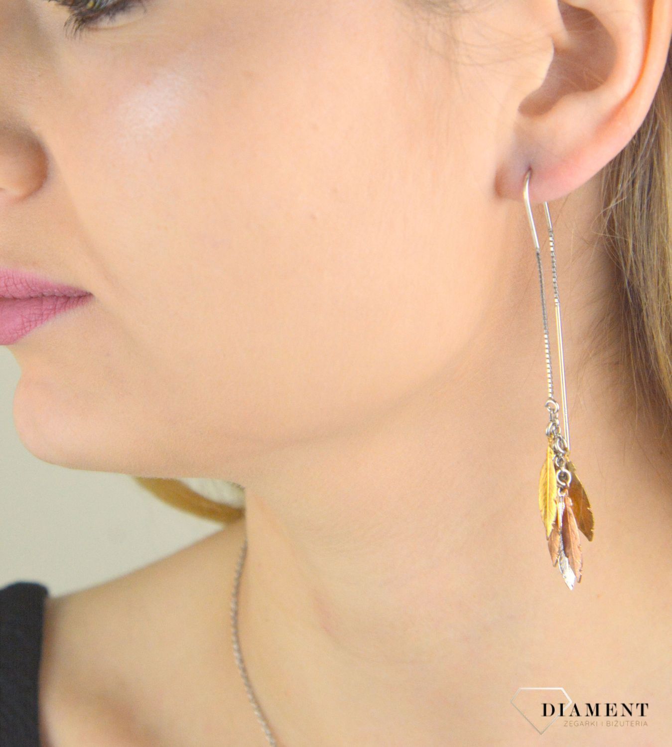 Srebrne kolczyki damskie 925 wiszące z piórkami DIA-KLC-8312-925.jpg