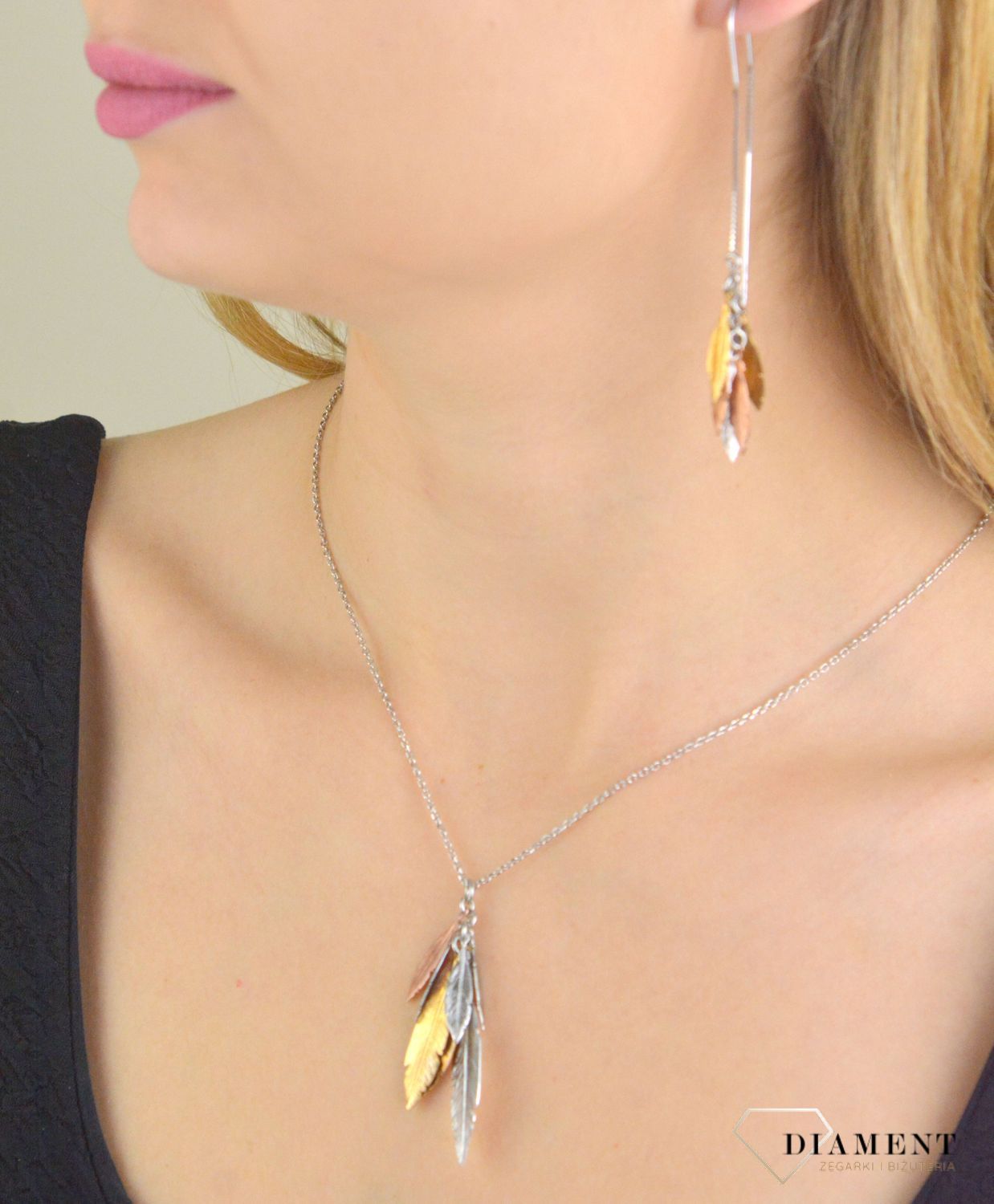 Srebrne kolczyki damskie 925 wiszące z piórkami DIA-KLC-8312-925.jpg