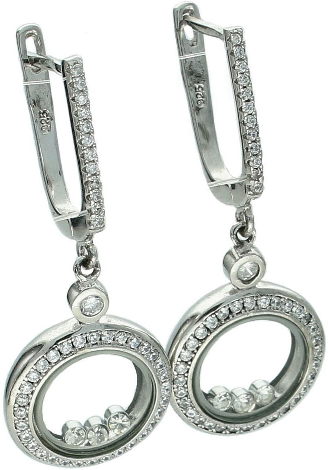 Srebrne kolczyki kółeczka z cyrkoniami próby 925. Długość 3,5 cm, waga 8,30 g, zapięcie angielskie. Stylowy blask na każdą okazję.1.jpg