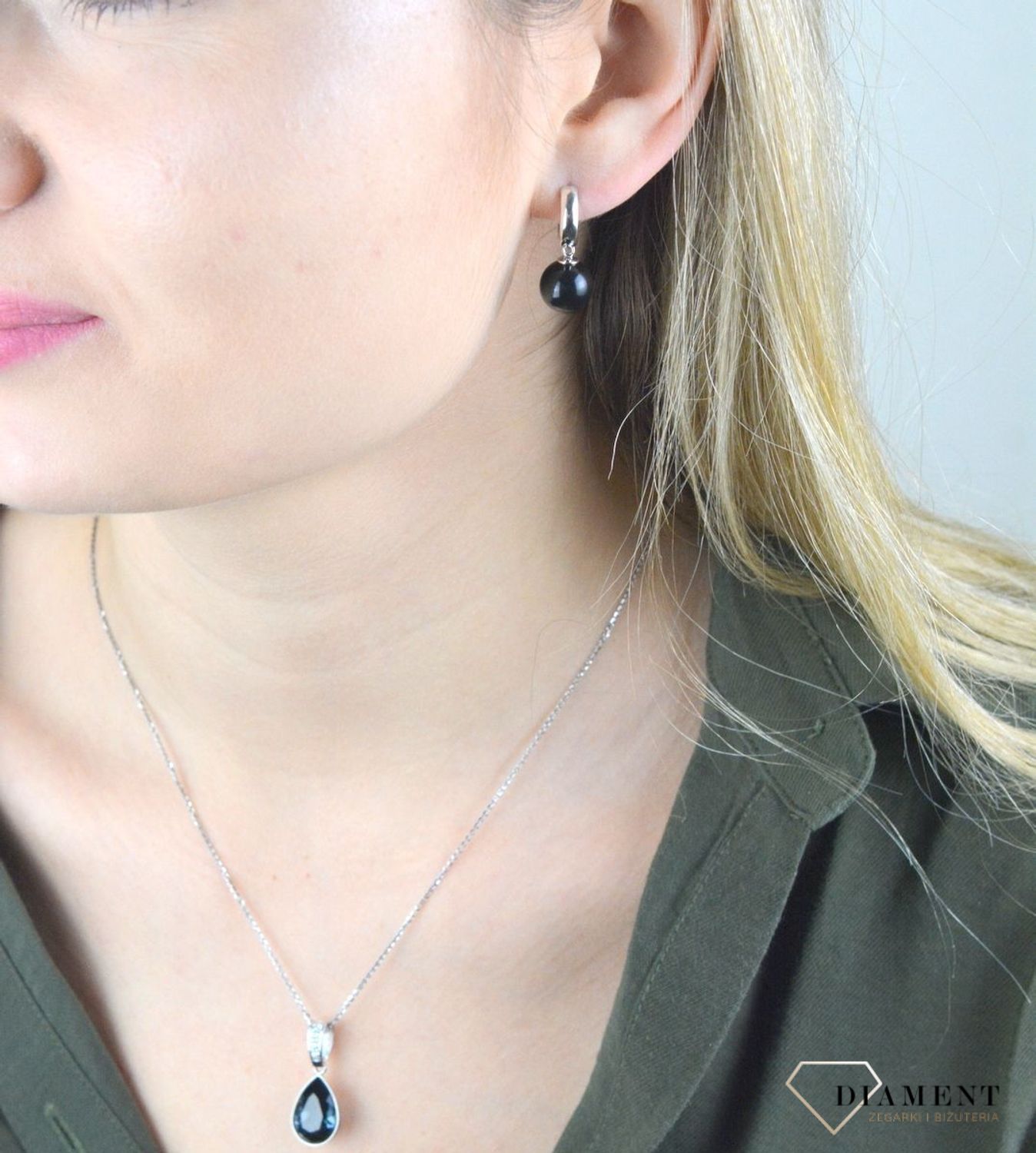 Kolczyki srebrne wiszące kuleczki onyks 925 DIA-KLC-8323-925.jpg