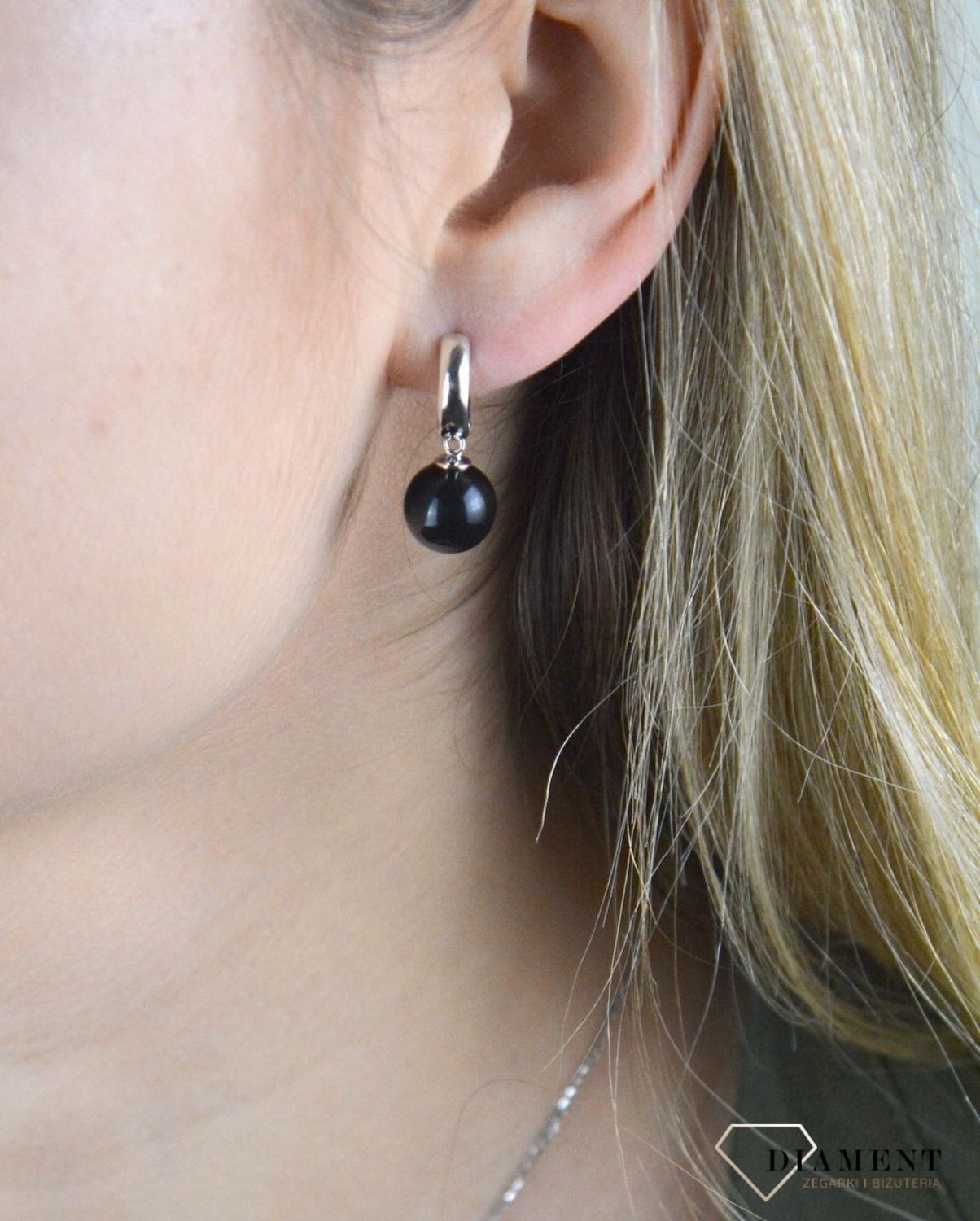 Kolczyki srebrne wiszące kuleczki onyks 925 DIA-KLC-8323-925.jpg