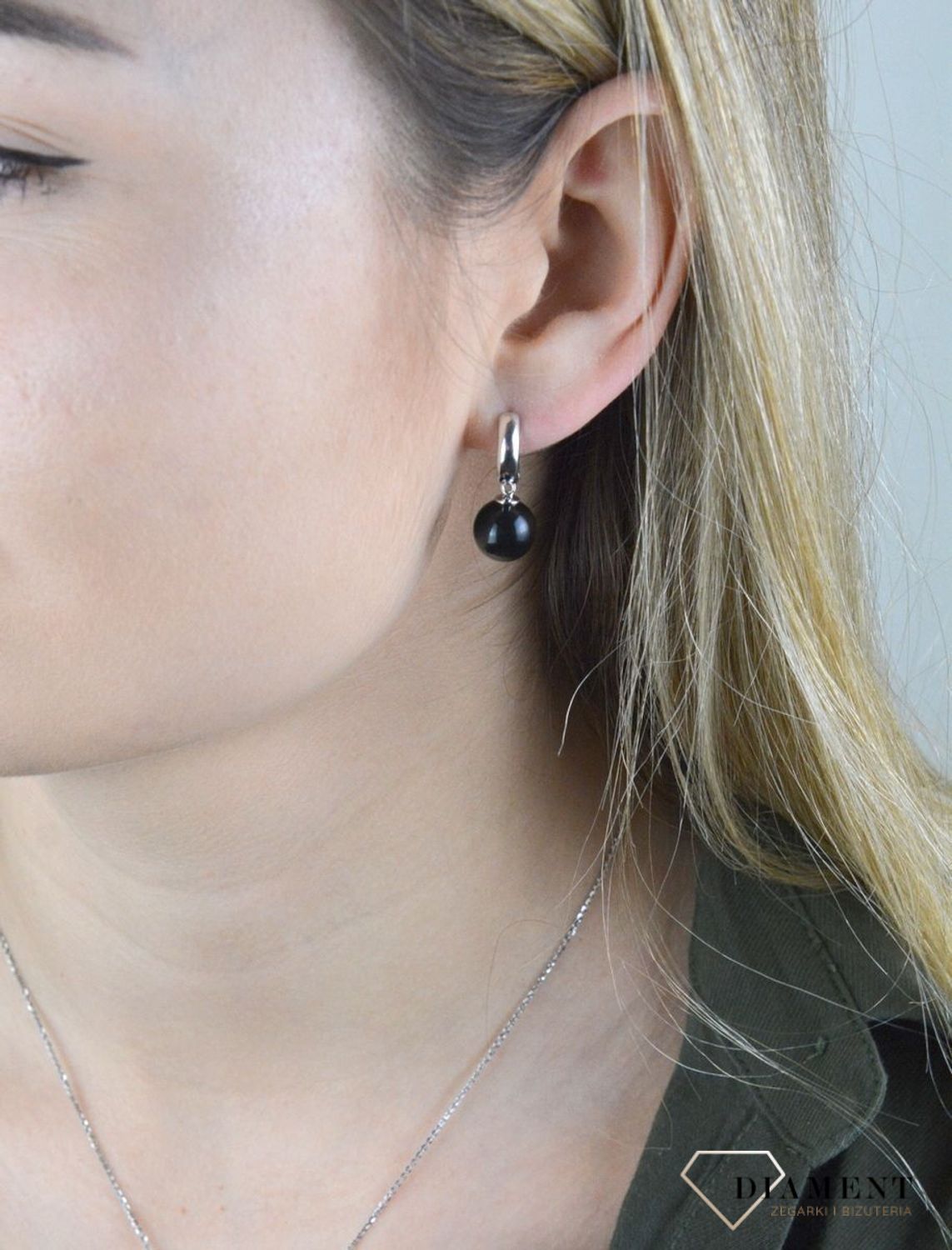 Kolczyki srebrne wiszące kuleczki onyks 925 DIA-KLC-8323-925.jpg