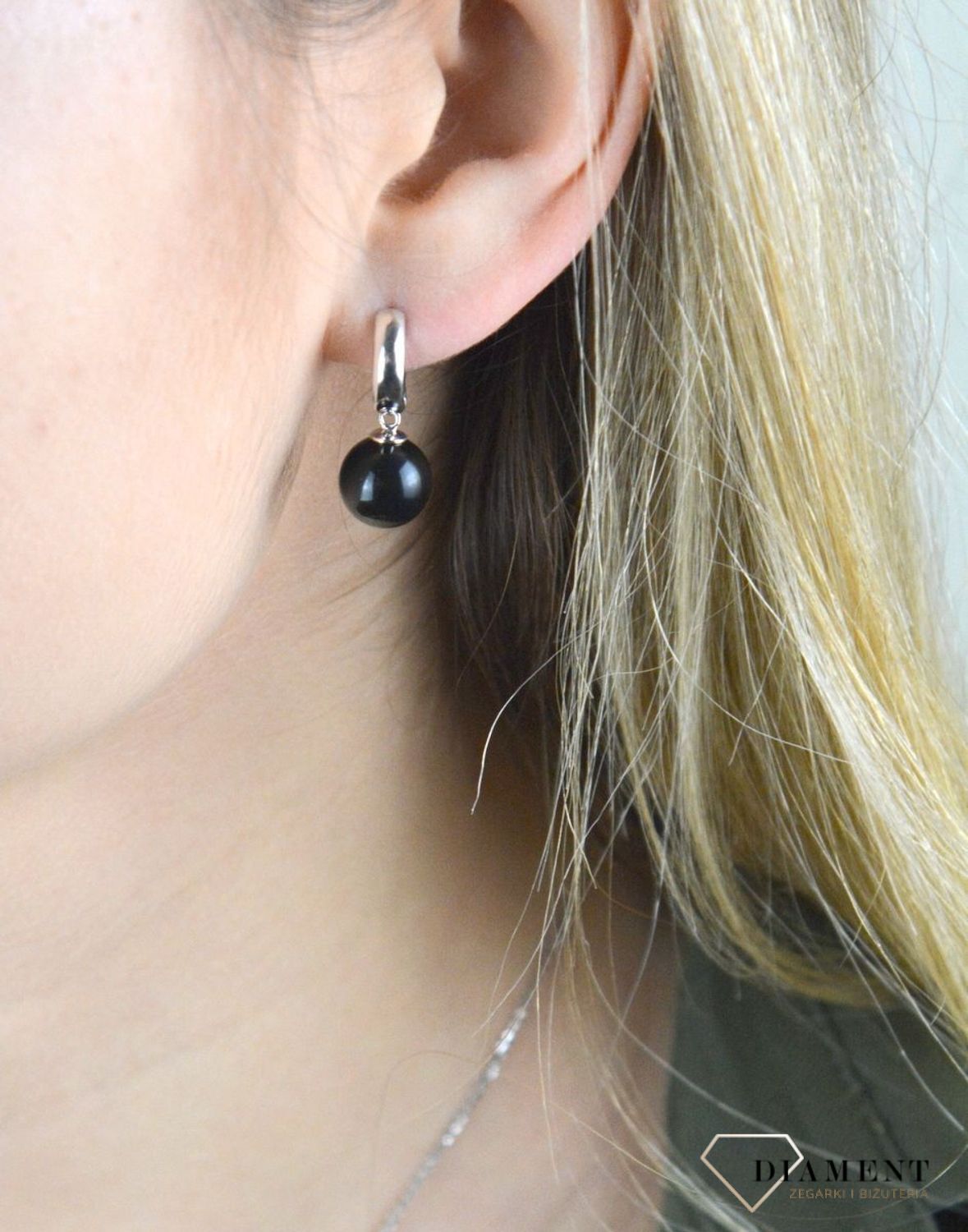 Kolczyki srebrne wiszące kuleczki onyks 925 DIA-KLC-8323-925.jpg
