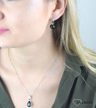 Kolczyki srebrne wiszące kuleczki onyks 925 DIA-KLC-8323-925. Pełne kobiecego szyku kolczyki dla pań w każdym wieku. Na prezent. Biżuteria z onyksem (1).JPG