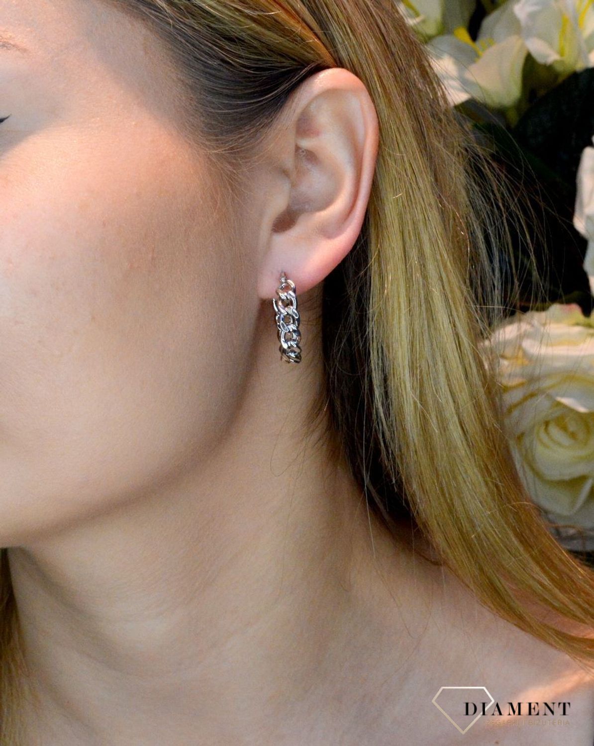 Srebrne kolczyki koła łańcuch 2 cm DIA-KLC-83306-925. Srebrne kolczyki koła wzór łańcuszka. Kolczyki srebrne wykonane z ogniwek..jpg