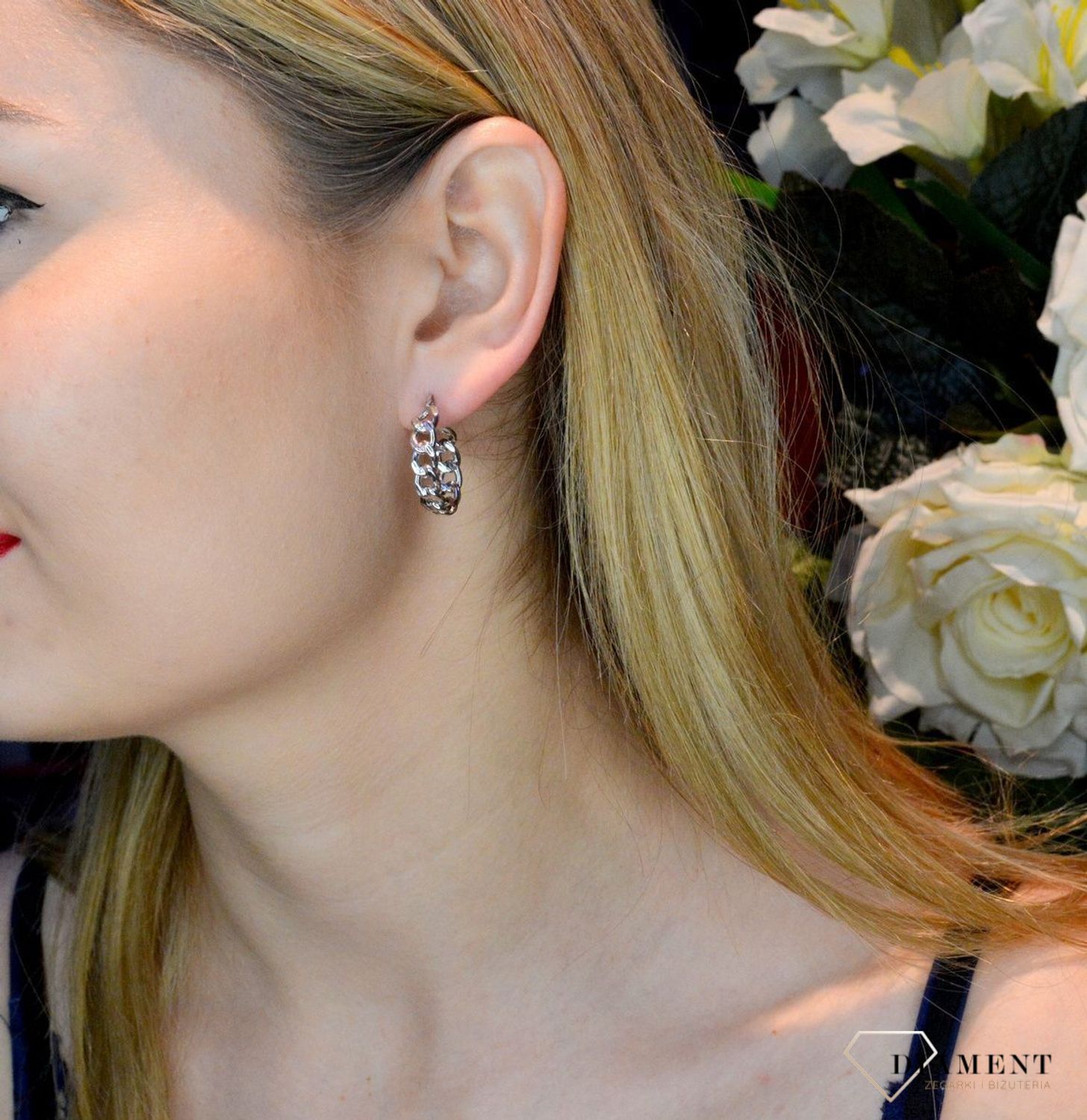 Srebrne kolczyki koła łańcuch 2 cm DIA-KLC-83306-925. Srebrne kolczyki koła wzór łańcuszka. Kolczyki srebrne wykonane z ogniwek..jpg