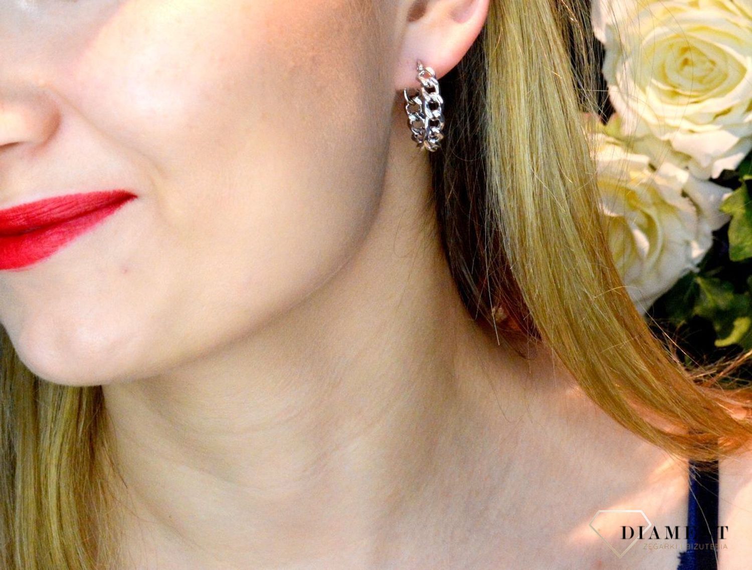 Srebrne kolczyki koła łańcuch 2 cm DIA-KLC-83306-925. Srebrne kolczyki koła wzór łańcuszka. Kolczyki srebrne wykonane z ogniwek..jpg