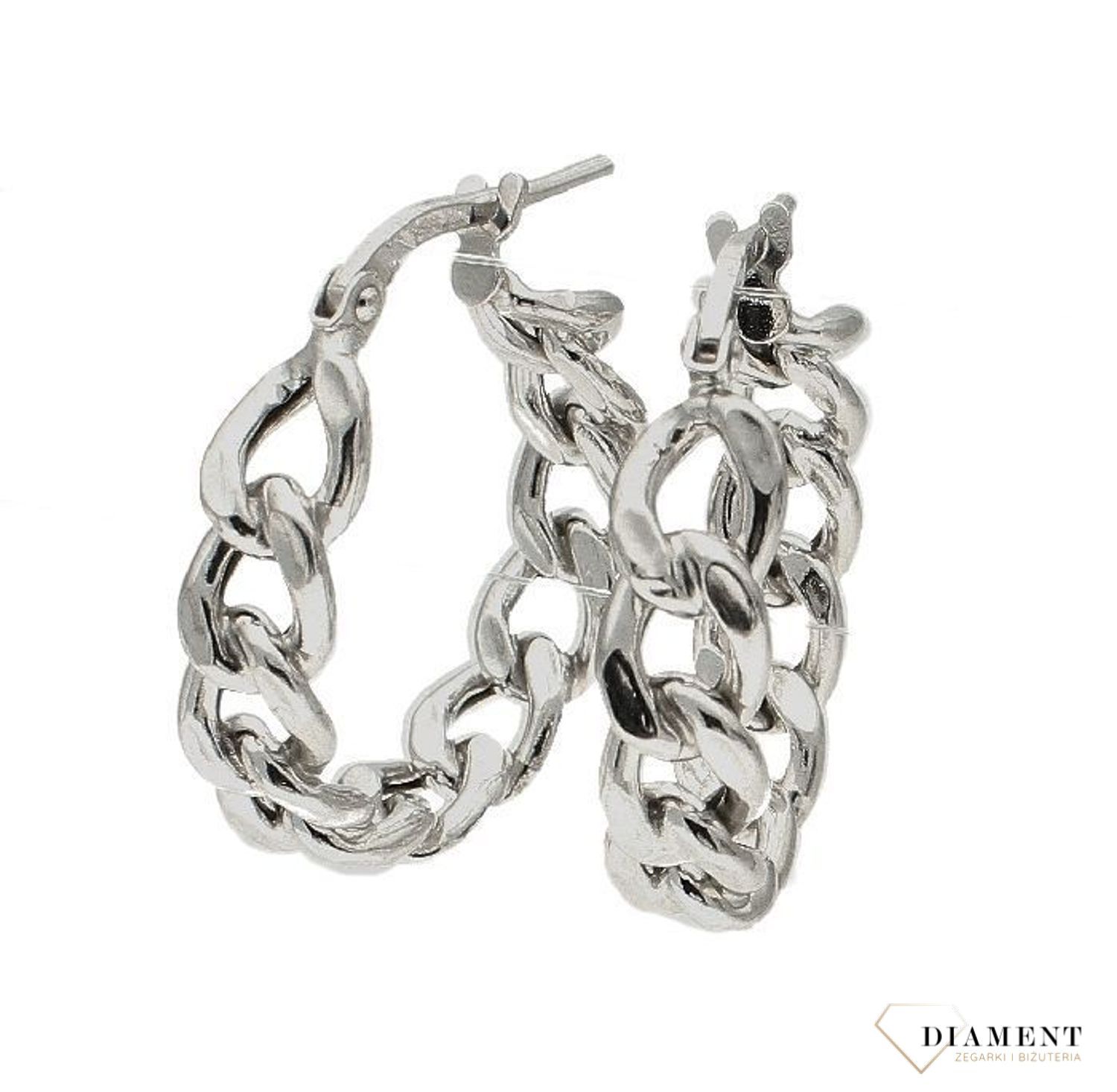 Srebrne kolczyki koła łańcuch 2 cm DIA-KLC-83306-925. Srebrne kolczyki koła wzór łańcuszka. Kolczyki srebrne wykonane z ogniwek..jpg