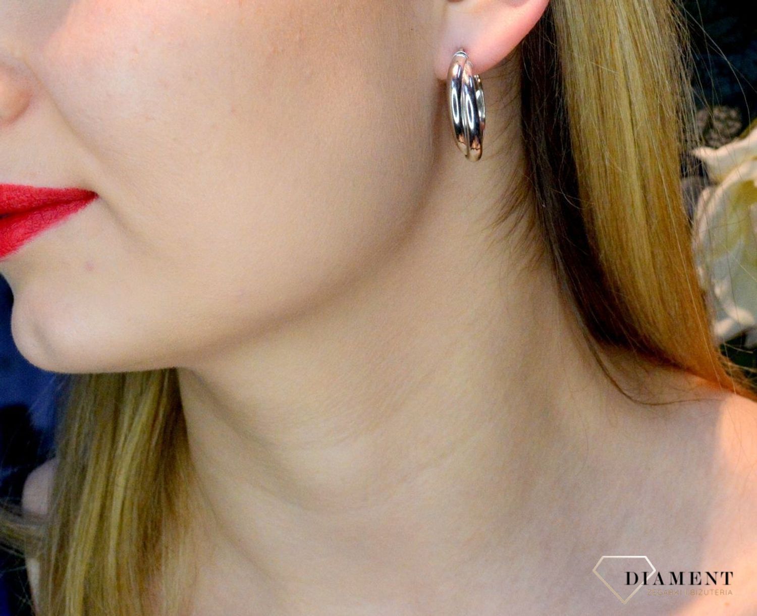 Srebrne kolczyki podwójne koła 2 cm DIA-KLC-83309M-925. Kolczyki na prezent. Klasyczne kolczyki kółka. Prezent na walentynki. G1.jpg