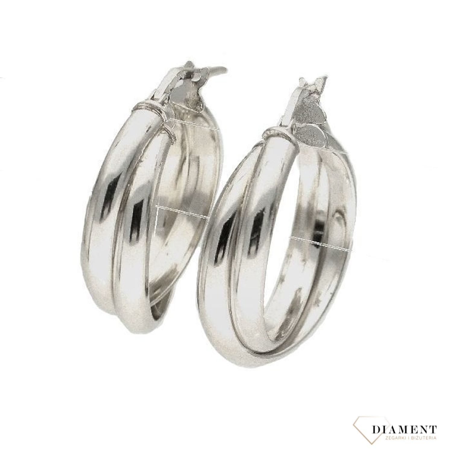 Srebrne kolczyki podwójne koła 2 cm DIA-KLC-83309M-925. Kolczyki na prezent. Klasyczne kolczyki kółka. Prezent na walentynki. G1.jpg