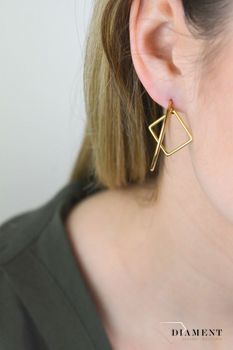 Srebrne kolczyki kółka z kwadratową zawieszką DIA-KLC-8513-925. Złote kolczyki koła💎 Srebrne kolczyki koła w pozłoceniu żółtego złota to biżuteria, która zachwyci każdą kobietę 💎. Biżuteria idealna na prezent 💎 (3).JPG