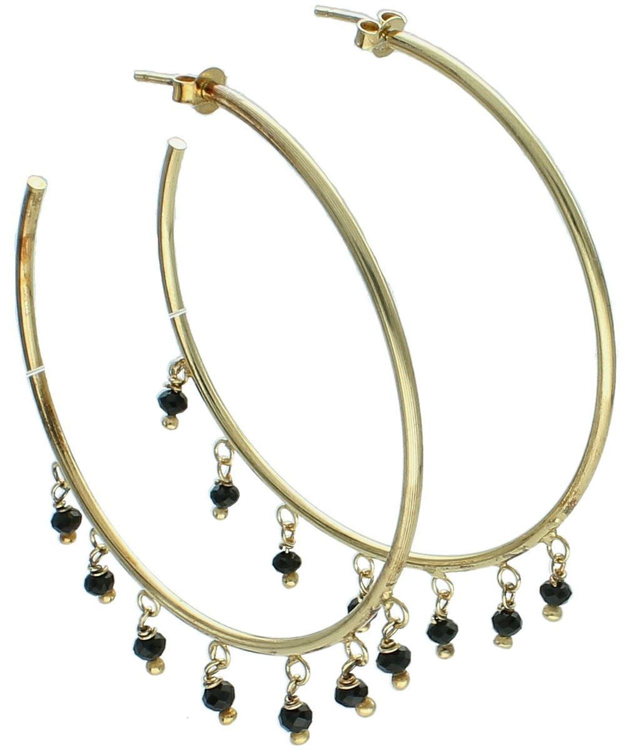 Kolczyki damskie srebrne pozłacane 925 duże koła z czarnymi kryształkami DIA-KLC-8517-9251.jpg