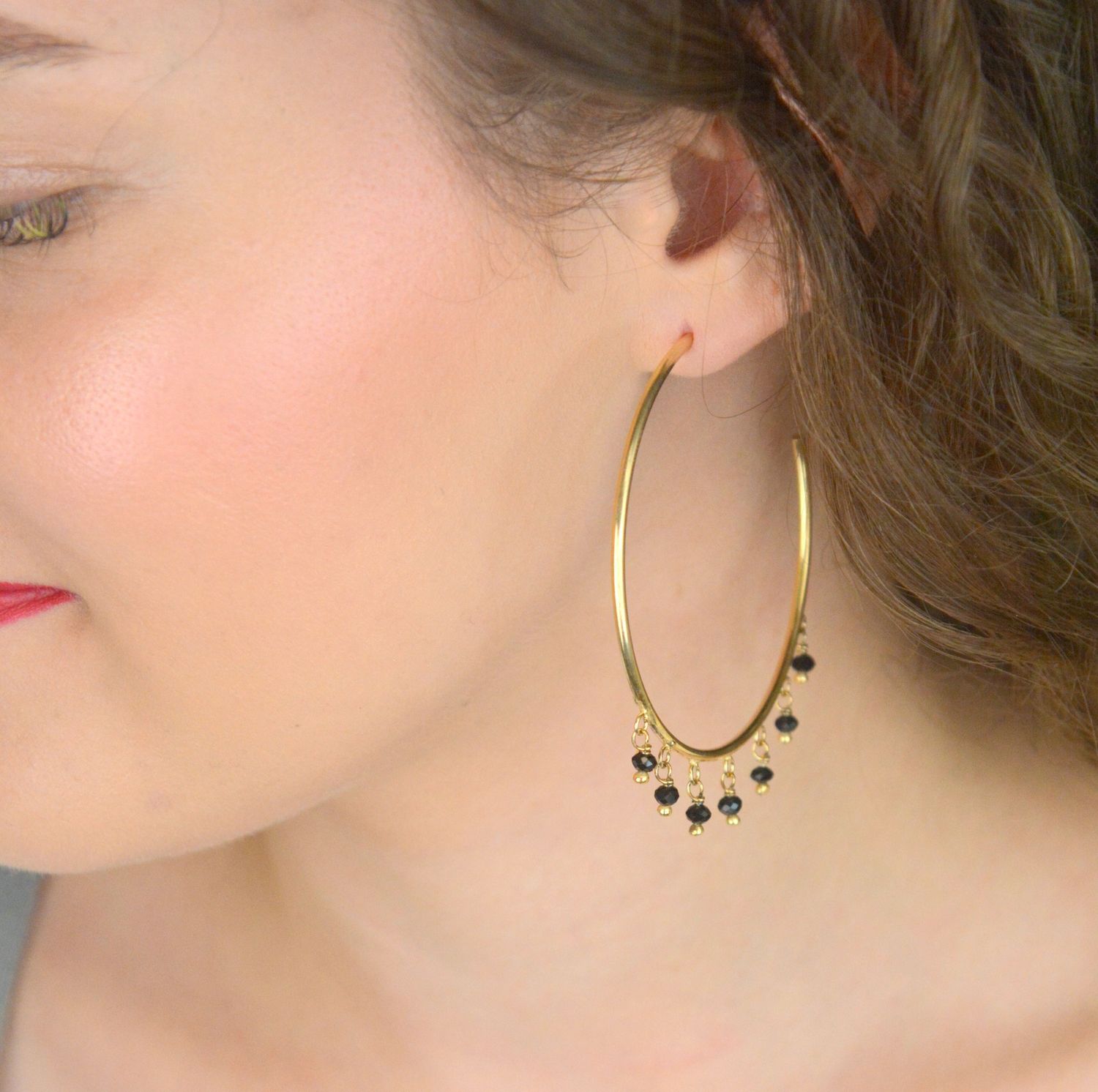 Kolczyki damskie srebrne pozłacane 925 duże koła z czarnymi kryształkami DIA-KLC-8517-9251.jpg