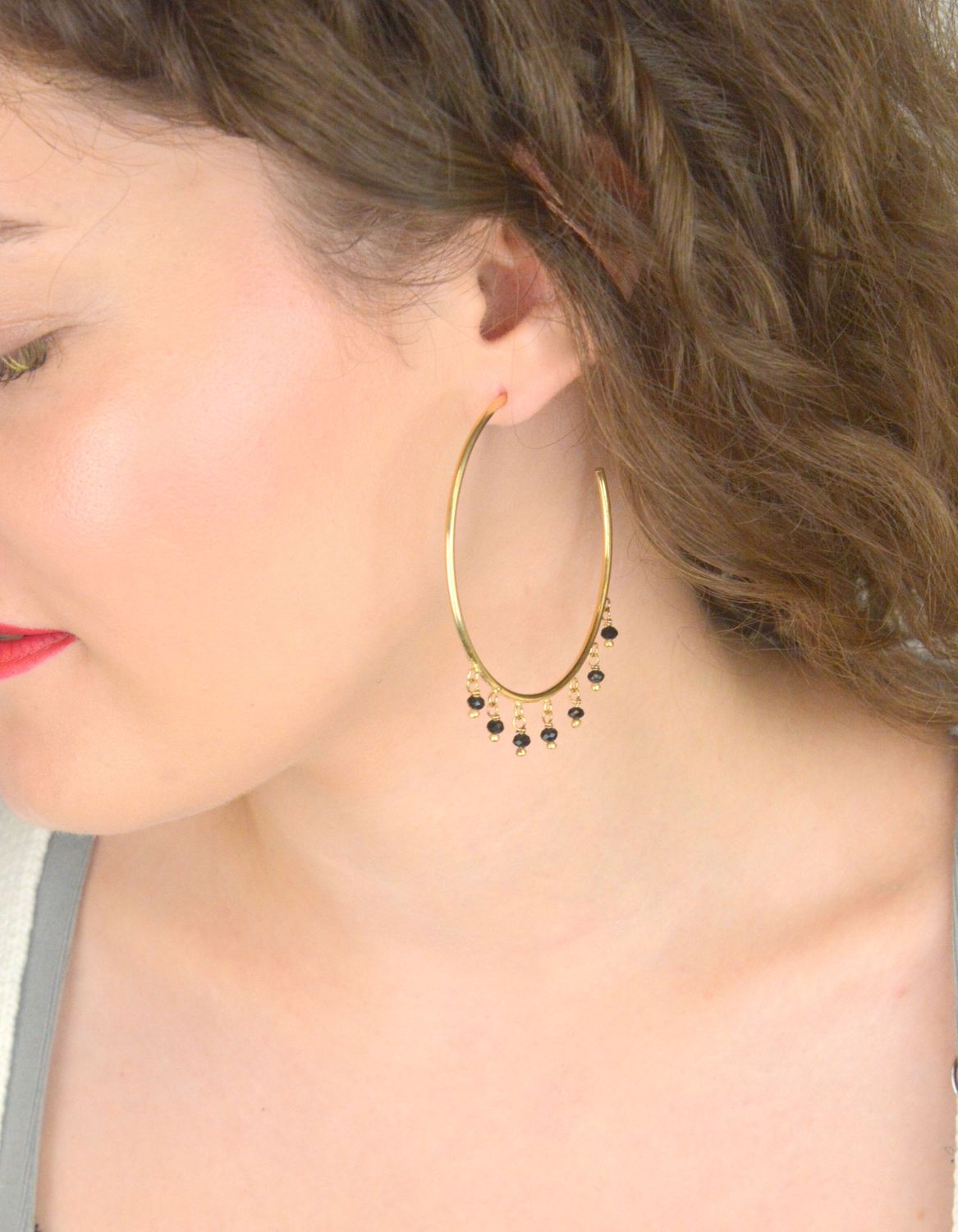 Kolczyki damskie srebrne pozłacane 925 duże koła z czarnymi kryształkami DIA-KLC-8517-9251.jpg