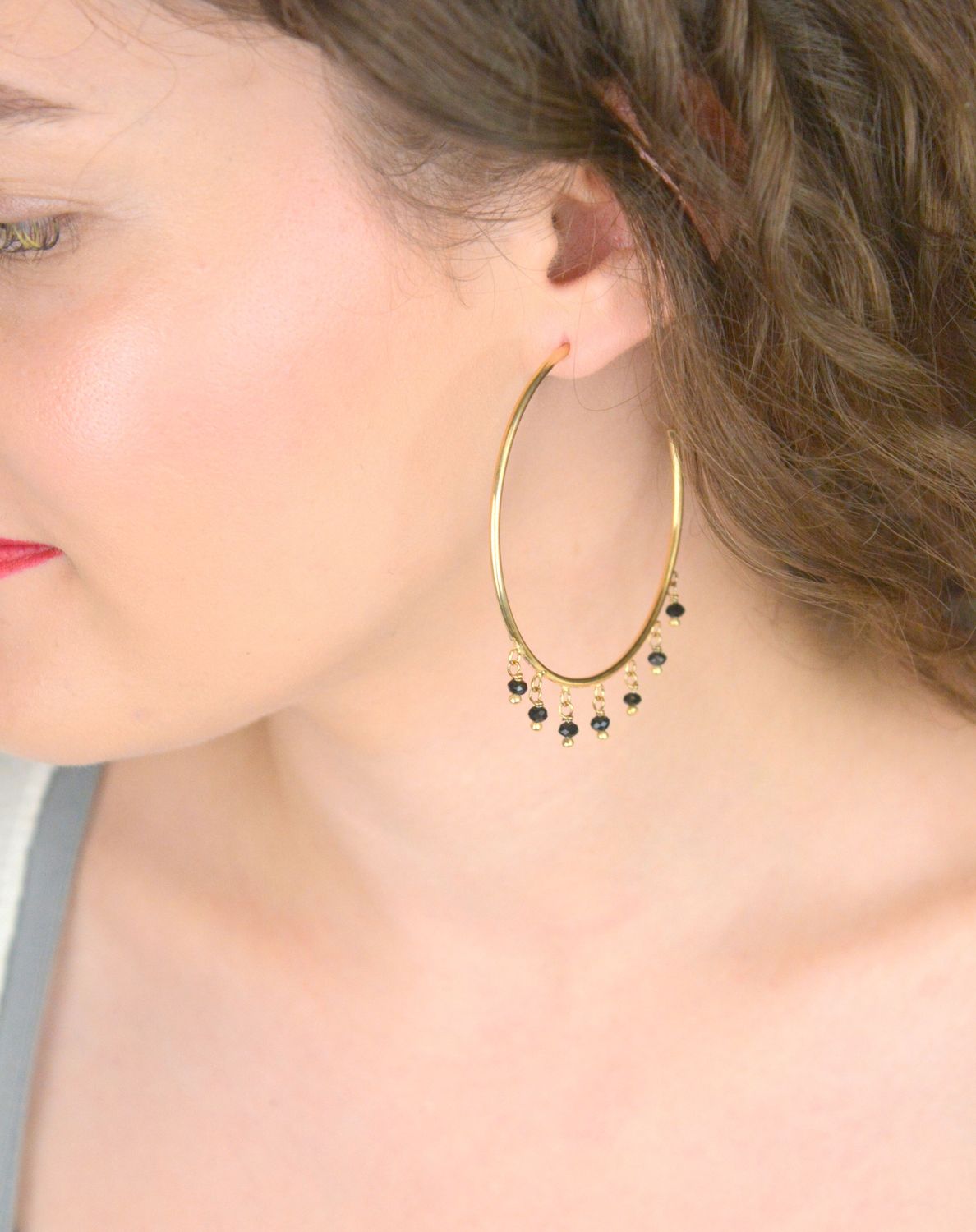 Kolczyki damskie srebrne pozłacane 925 duże koła z czarnymi kryształkami DIA-KLC-8517-9251.jpg