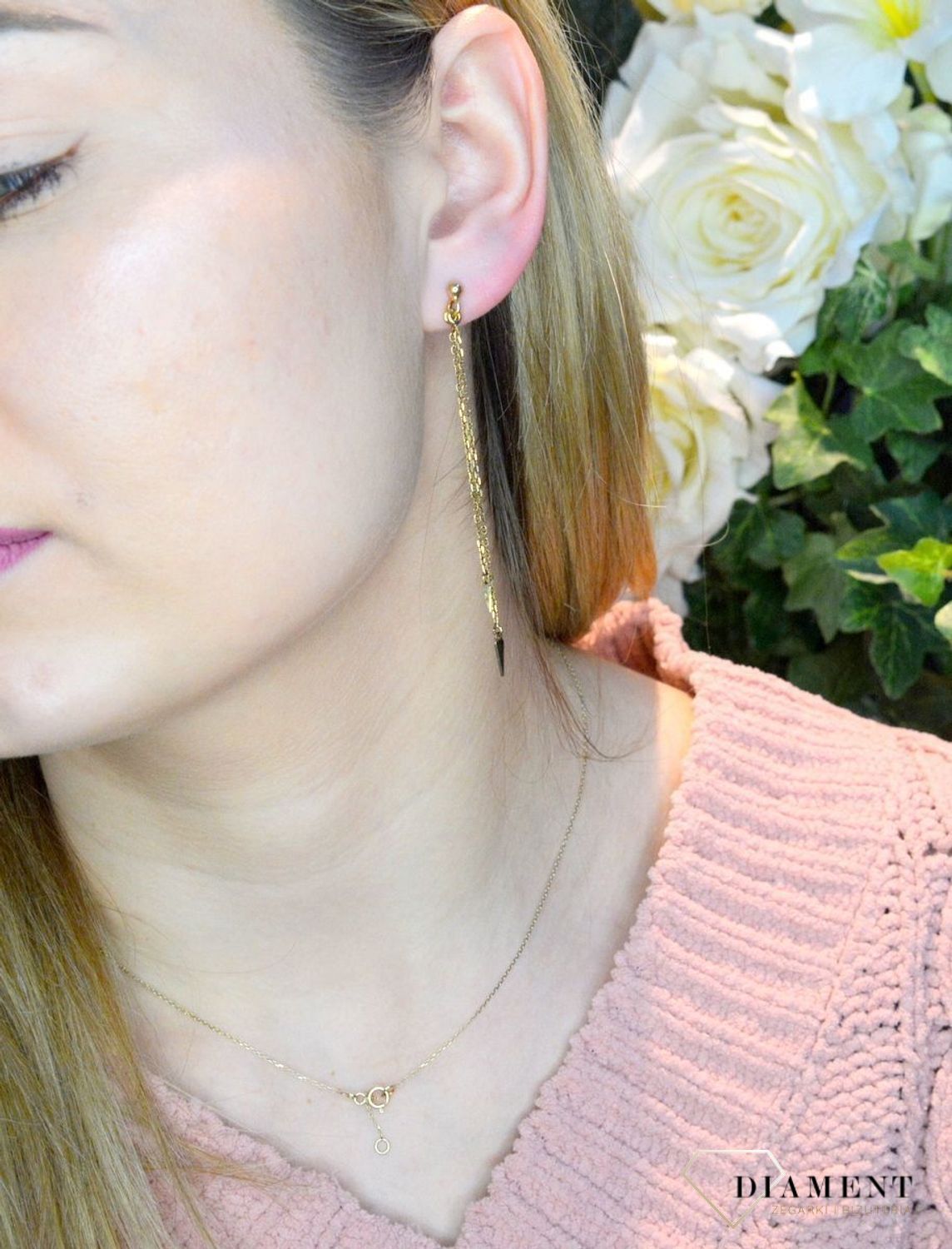 Kolczyki pozłacane   wiszące strzałki  925 DIA-KLC-8521-925 (2).jpg